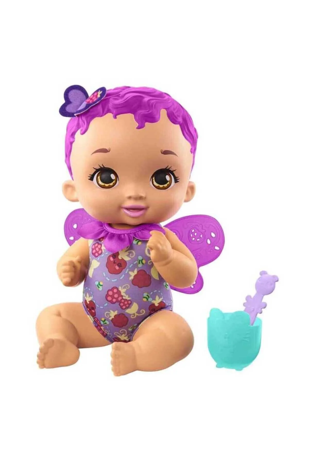 عروسک های پلاستیکی کودک من پروانه وقت ناهار خوری موهای بنفش Mattel