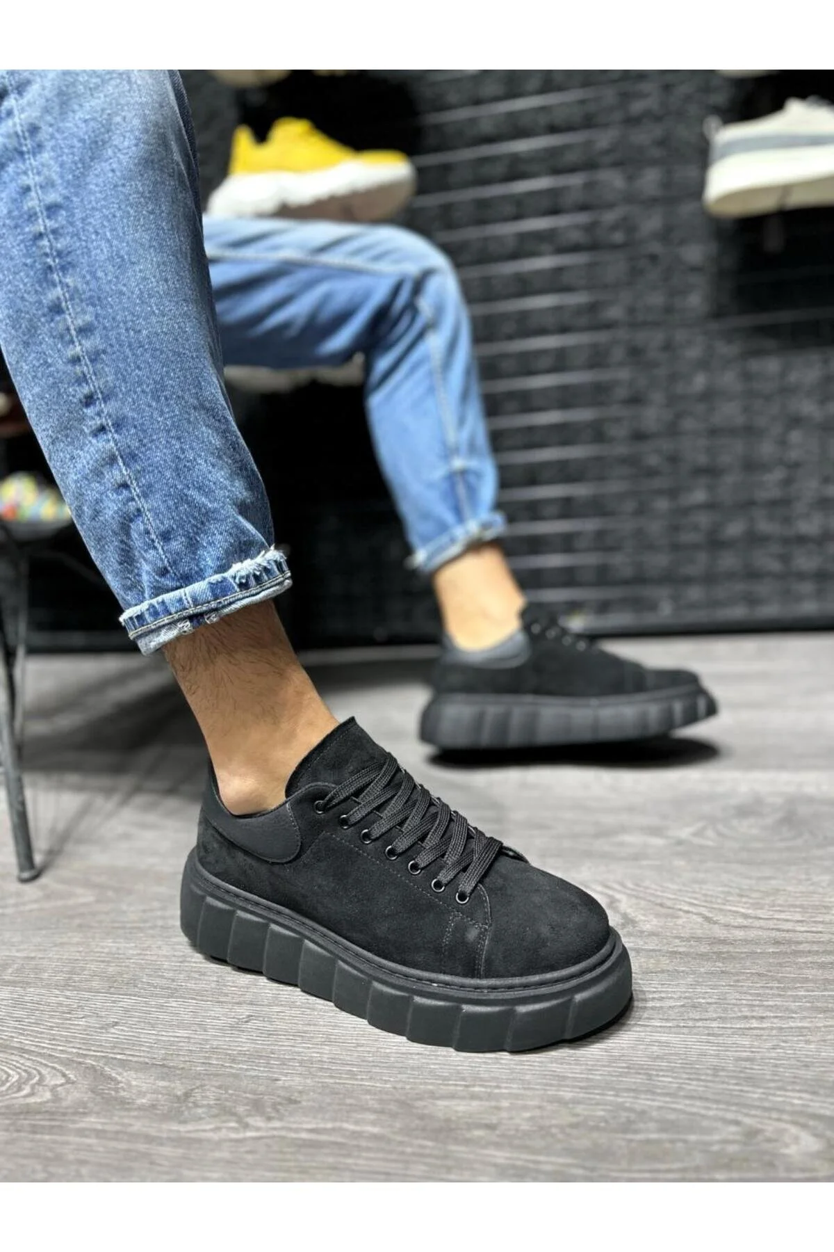کفش های کژوال مردانه جیر روزانه KNACK HIGH DAILY 144 سیاه پایه Shine Leather