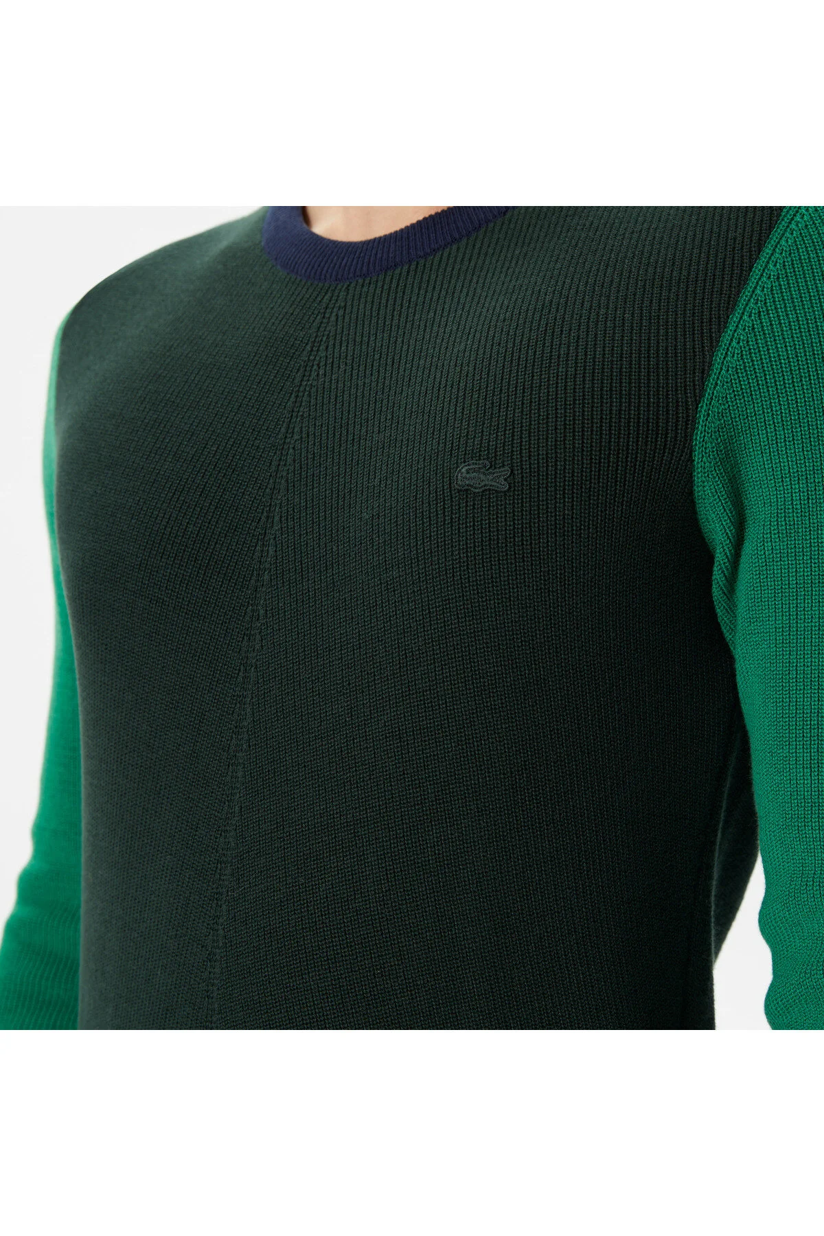 پلیور سبز مردانه دوچرخه سواری آستین بلند و منظم لباس Blok تیره Green Triko لاگوست Lacoste