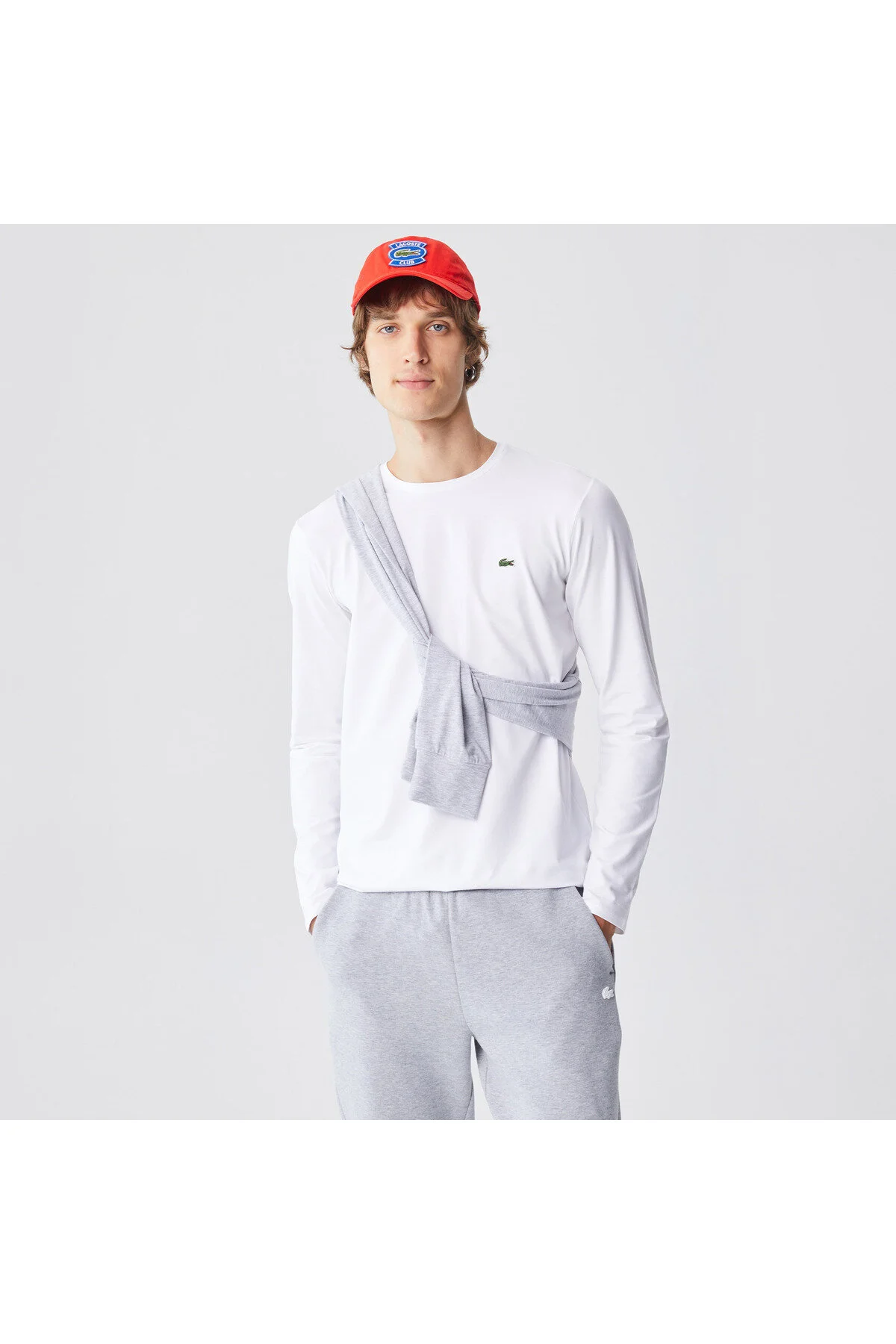 سویشرت سفید مردانه دوچرخه سواری آستین بلند و مناسب یاکا تی شرت Yaka لاگوست Lacoste