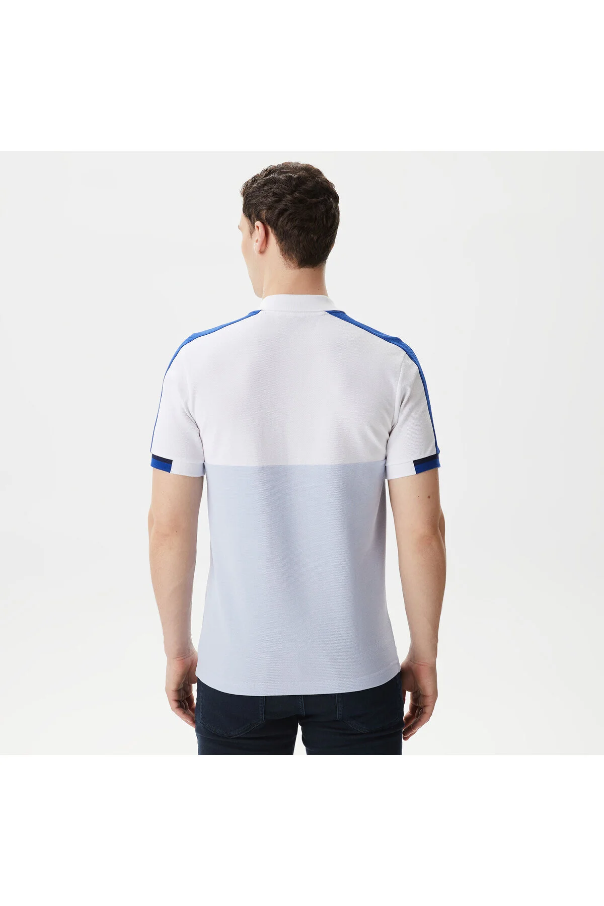 تی شرت یقه پولو آبی مردانه چوگان معمولی با بلوک رنگ مناسب لاگوست Lacoste