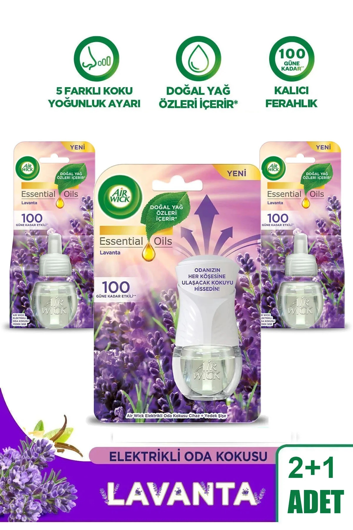 بوگیر و تصفیه کننده هوا عطر بوی اتاق برقی اسطوخودوس 1 کیت 2 یدکی Air Wick