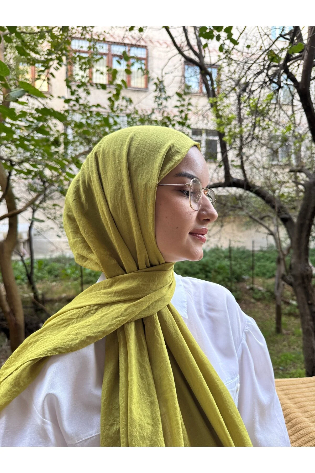 شال پنبه ای حجاب رنگ سبز shalby