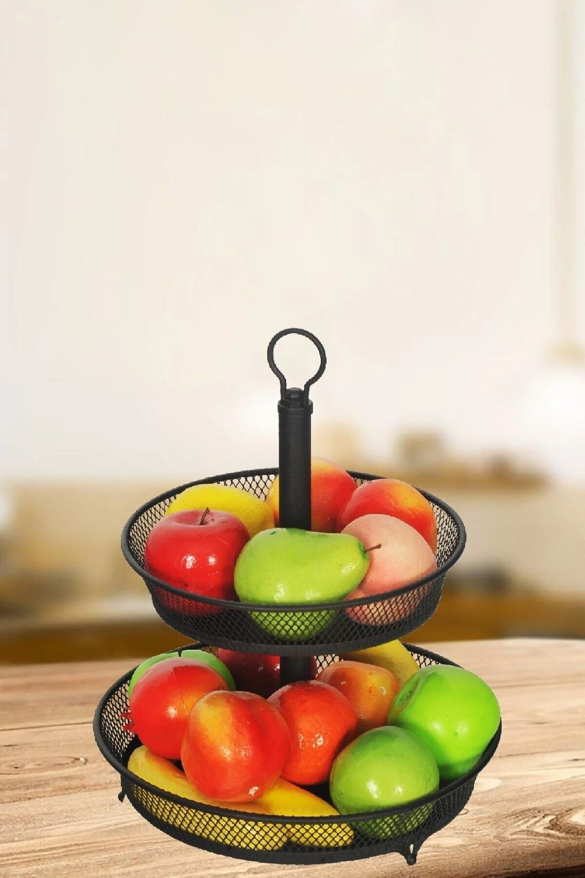 نظم‌دهنده لوازم آرایش و جواهر LIAN 2 STOREY BLACK FRUIT BASKET ORGANIZER میز آشپزخانه بالای بالا Venon
