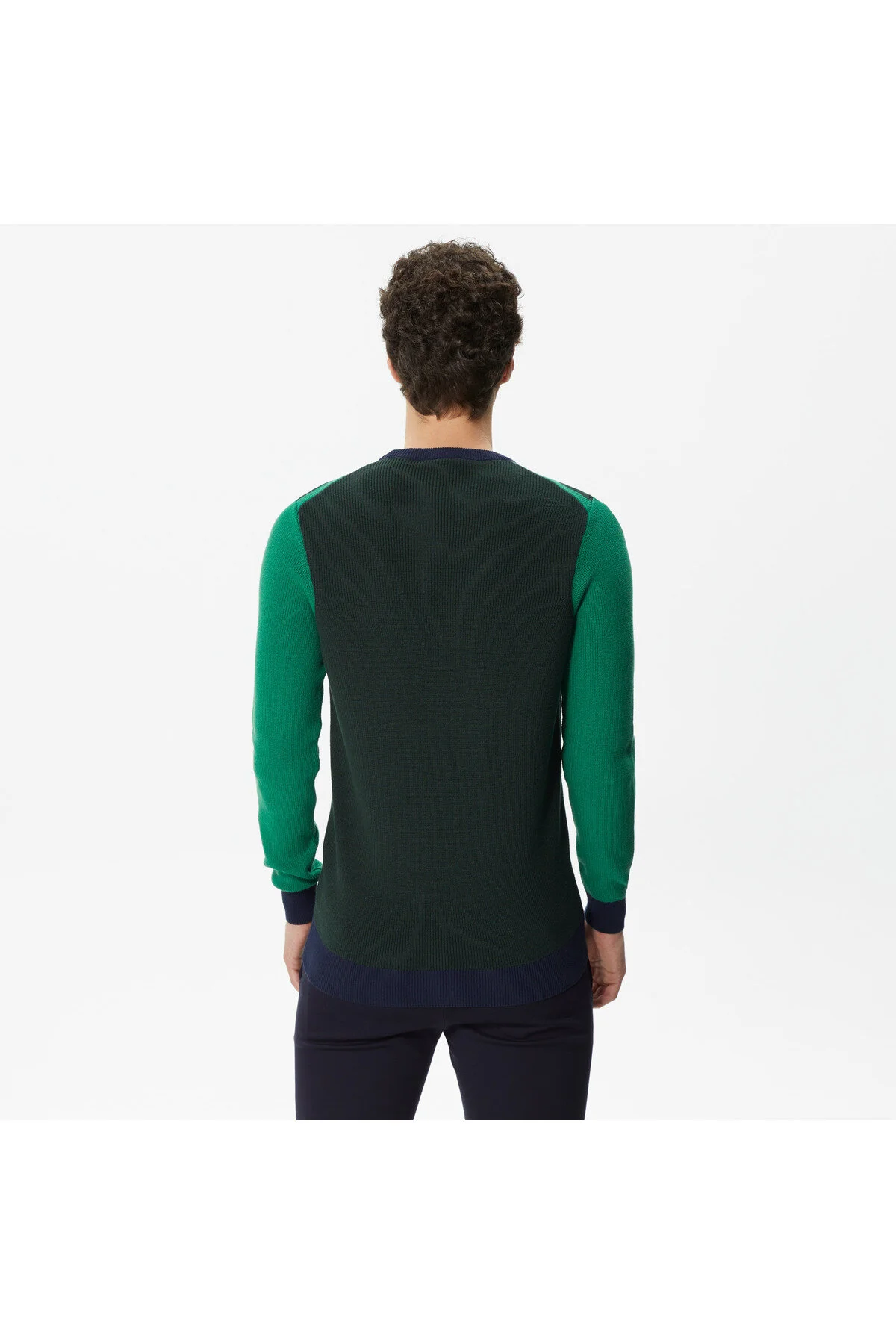 پلیور سبز مردانه دوچرخه سواری آستین بلند و منظم لباس Blok تیره Green Triko لاگوست Lacoste