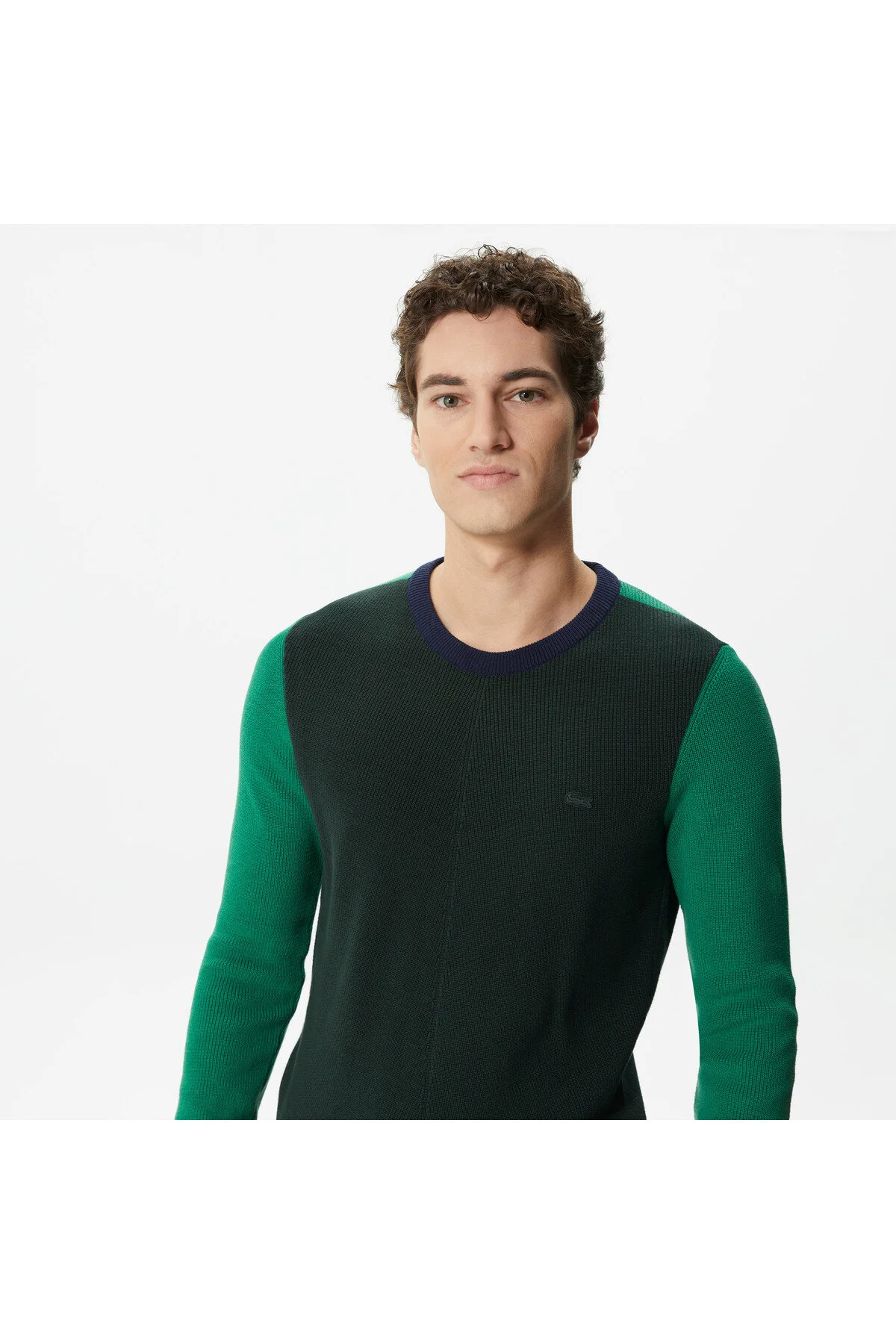 پلیور سبز مردانه دوچرخه سواری آستین بلند و منظم لباس Blok تیره Green Triko لاگوست Lacoste