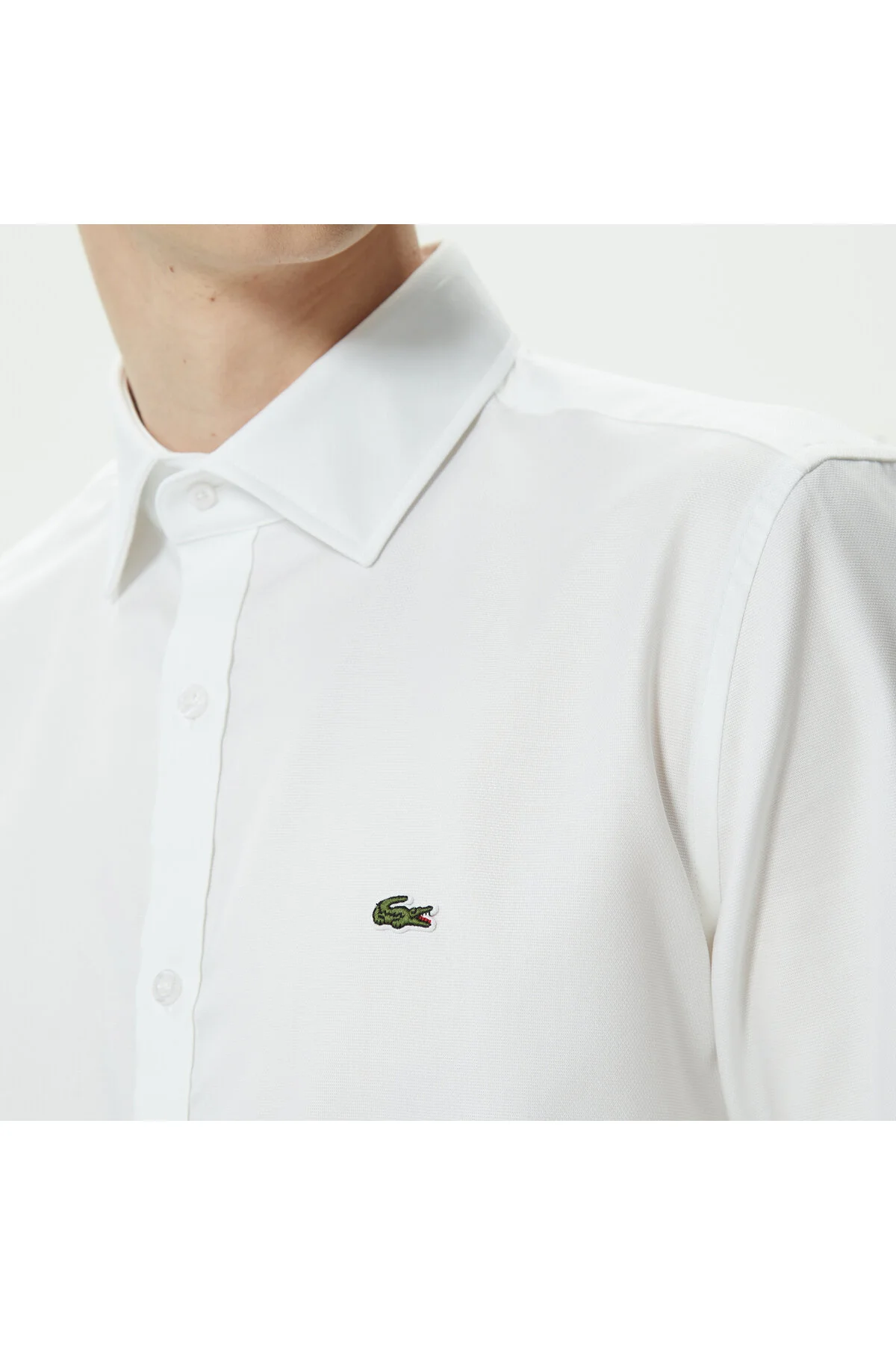 پیراهن / بلوز دکمه دار سفید مردانه باریک لاگوست اورجینال Lacoste