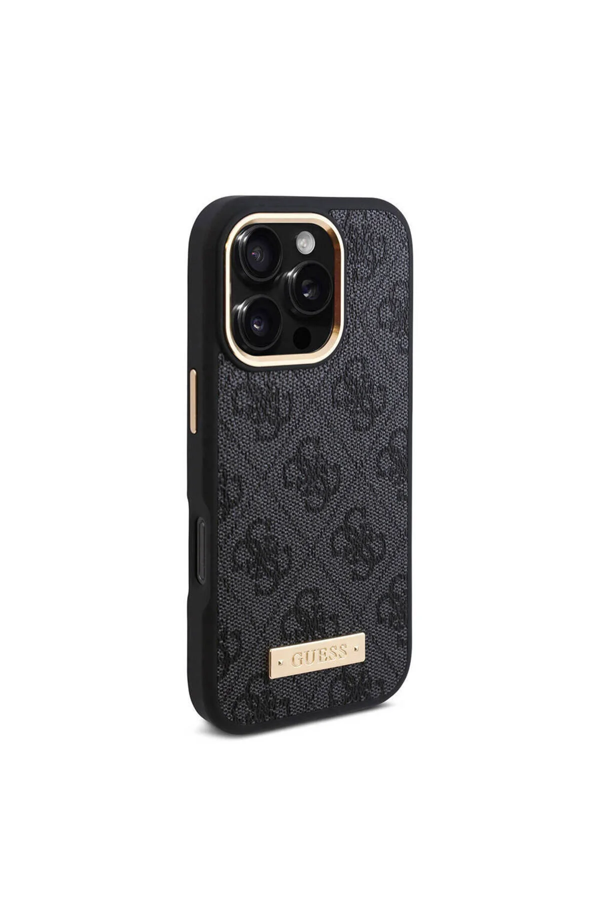 کاور و قاب سازگار با IPHONE 16 PRO GUESS LICENSED MAGSAFE دارای لوگوی کلاسیک PU فلزی طرح 4G مشکی Guess