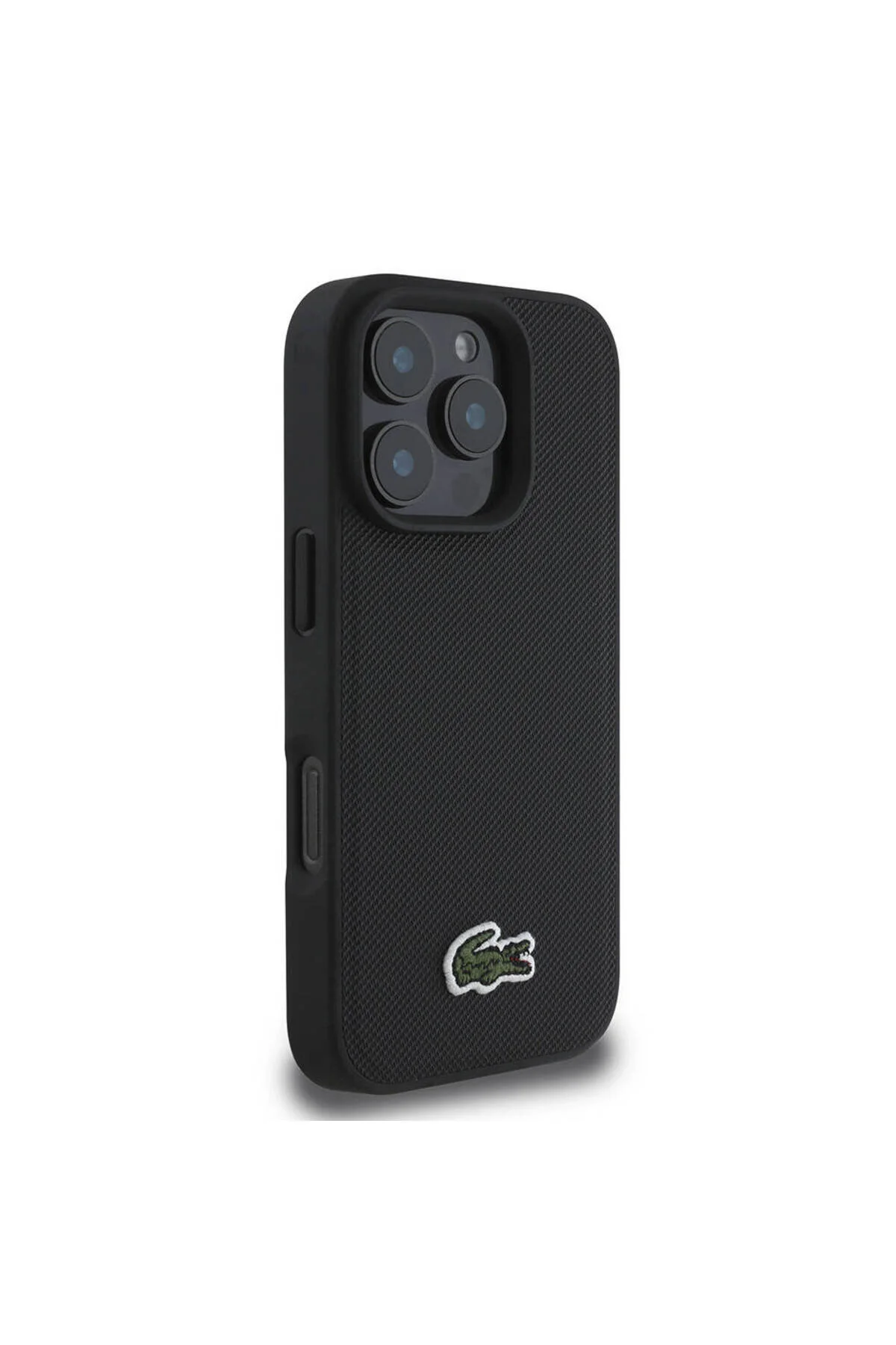 کاور و قاب IPHONE 16 PRO MAX CASE LACOSTE دارای مجوز PU PICE PATON ICONICSHIP COCKSAH بافته شده با سیاه Lacoste
