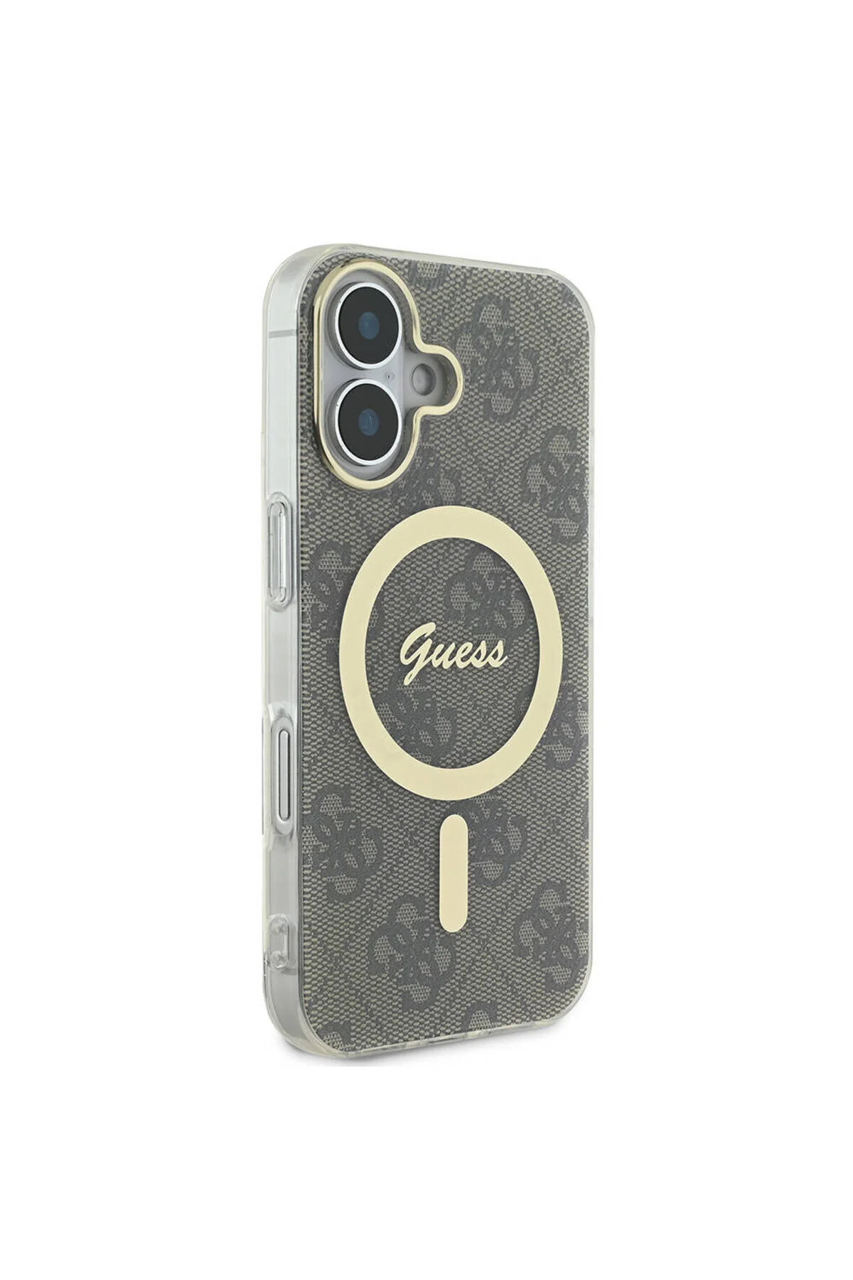 کاور و قاب لوگوی متنی ویژگی MAGSAFE دارای مجوز 4G قهوه ای طرح دار IPHONE 16 PLUS GUESS Guess