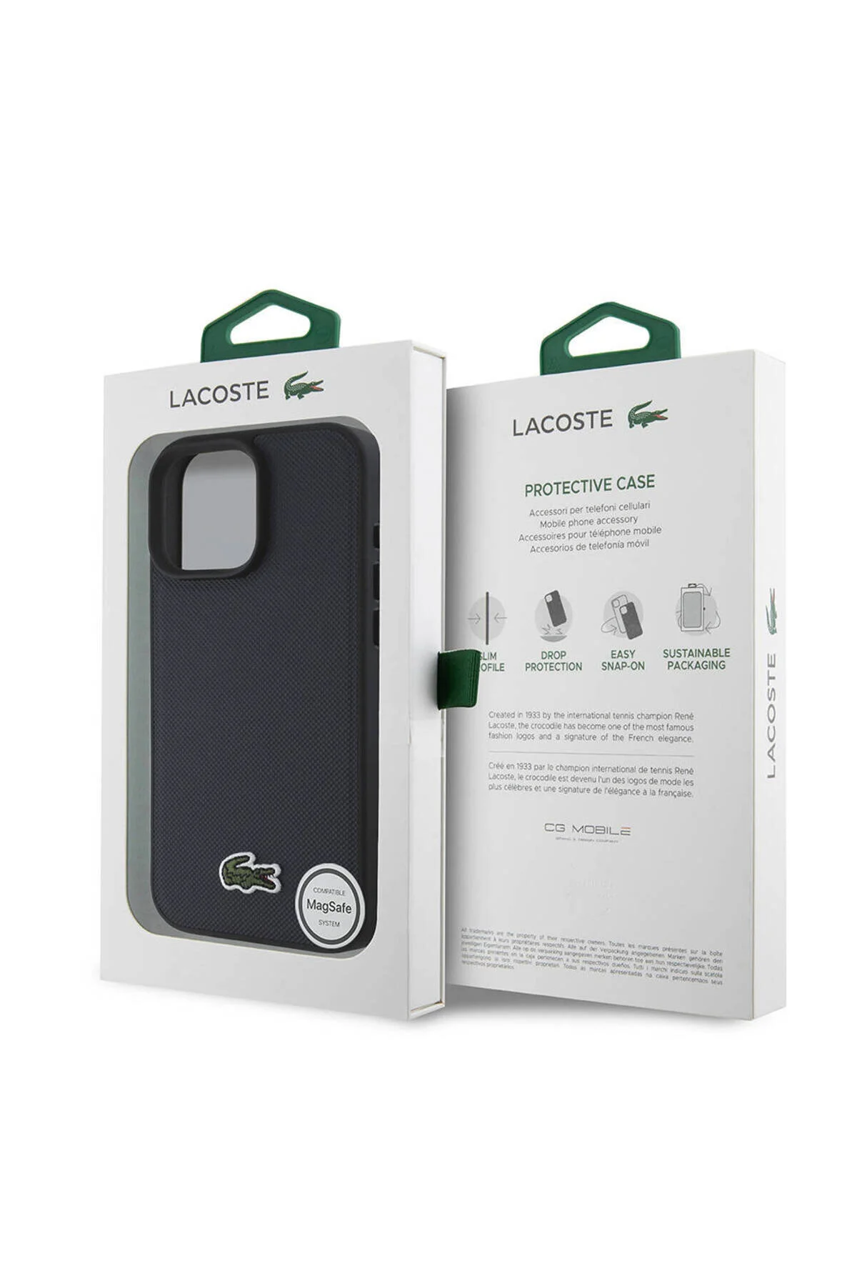 کاور و قاب IPHONE 16 PRO MAX CASE LACOSTE دارای مجوز PU آبی با آرم بافندگی نمادین Lacoste