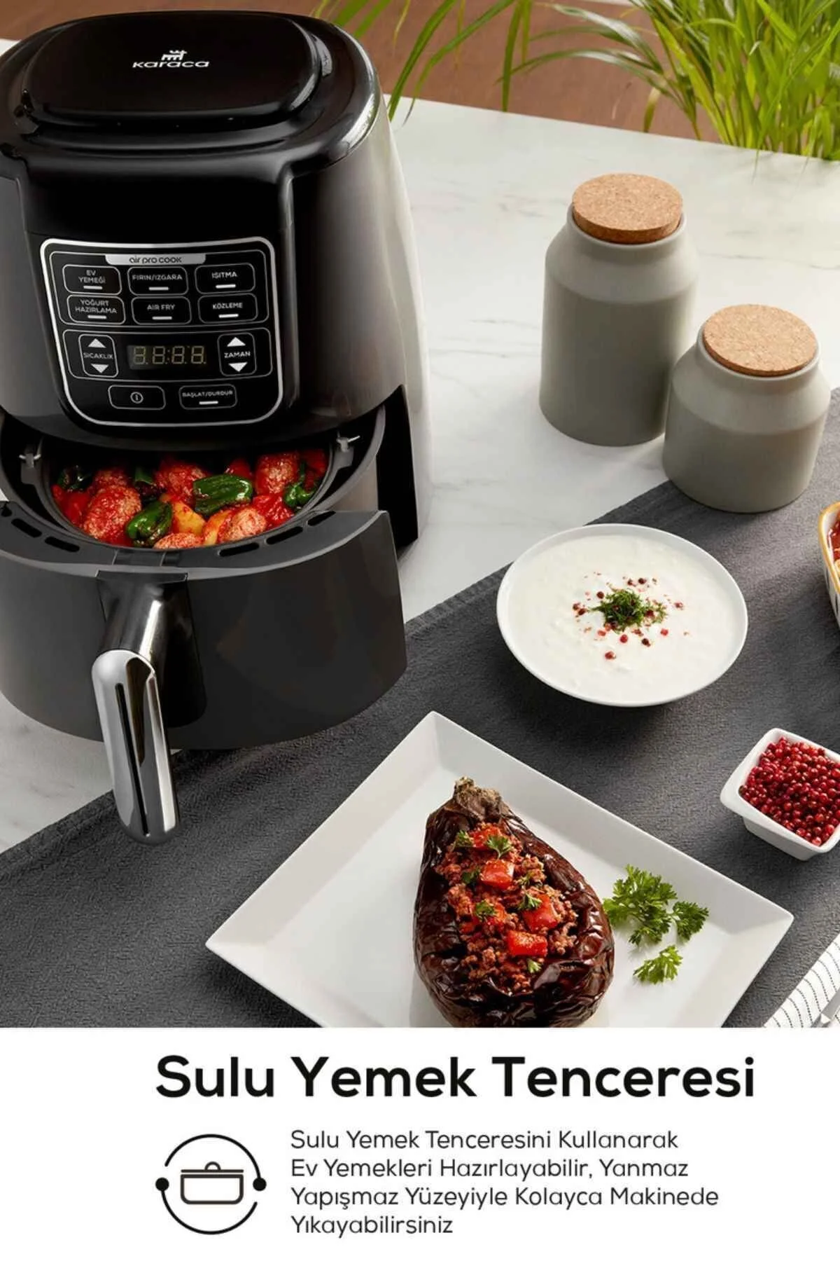 سرخ کن AIR PRO COOK 3 در 1 XL غذای خانگی برشته چوب هوایی AIRFRYER 4 شخص کاراجا Karaca