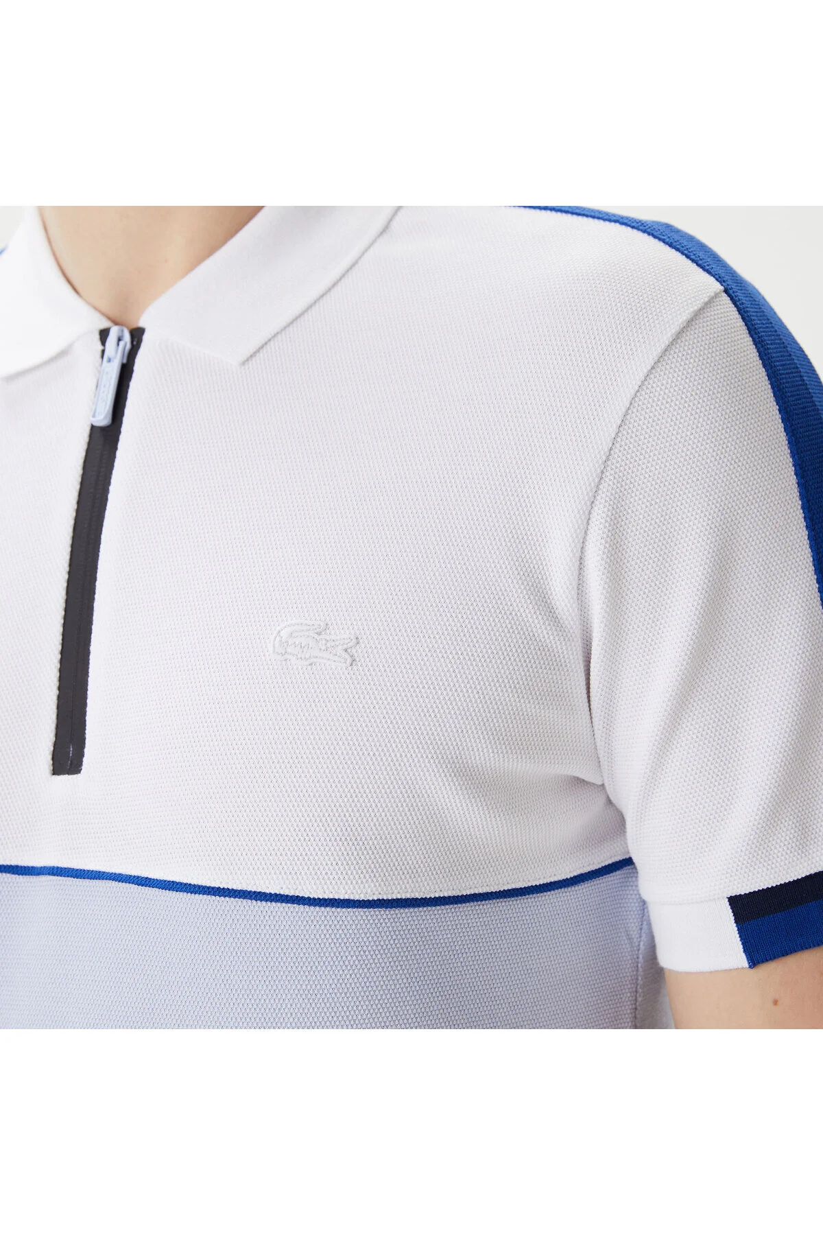تی شرت یقه پولو آبی مردانه چوگان معمولی با بلوک رنگ مناسب لاگوست Lacoste