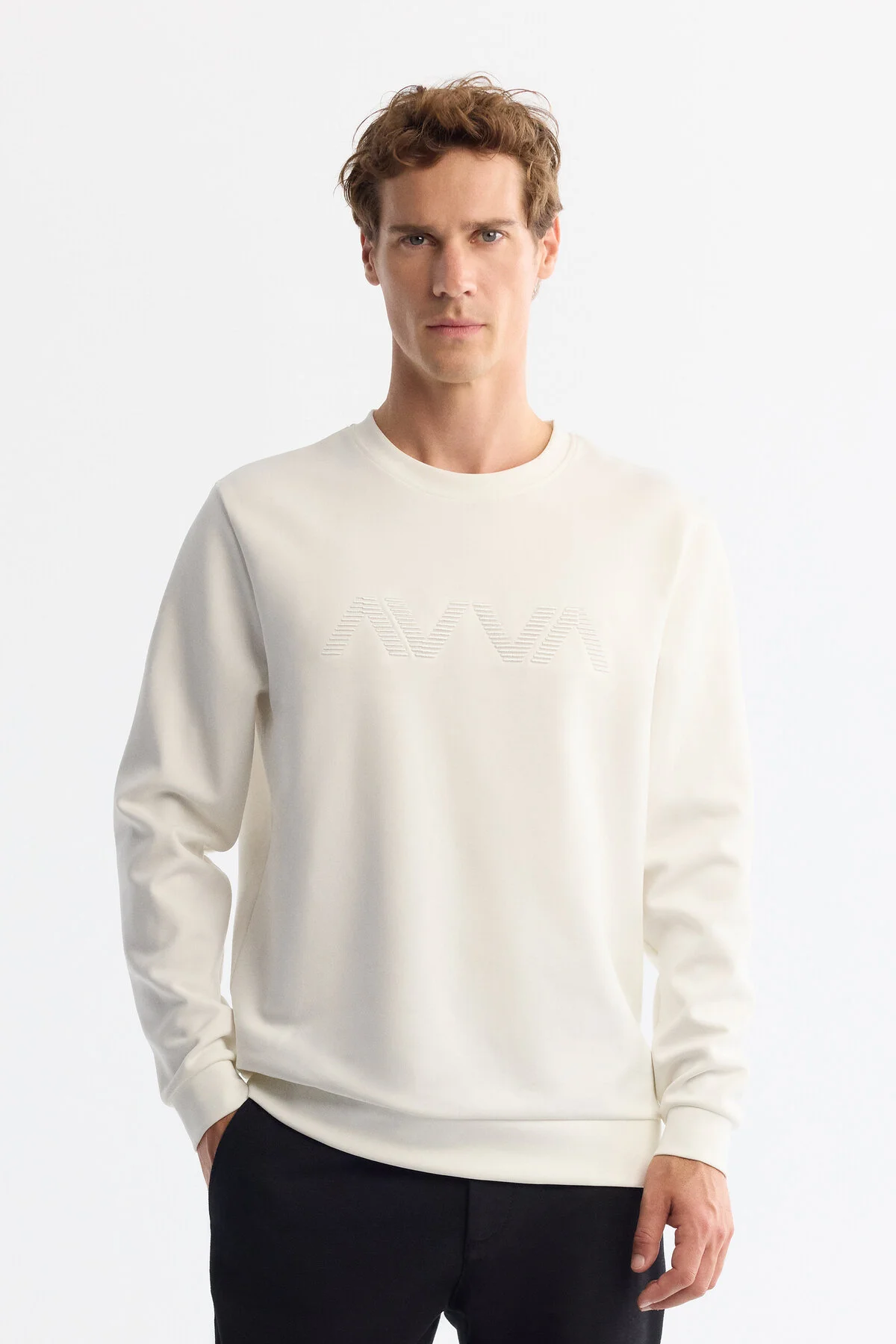 سویشرت مردانه پنبه دوچرخه طرح دار Elastan Sweatshirt A42Y1227 آوا Avva