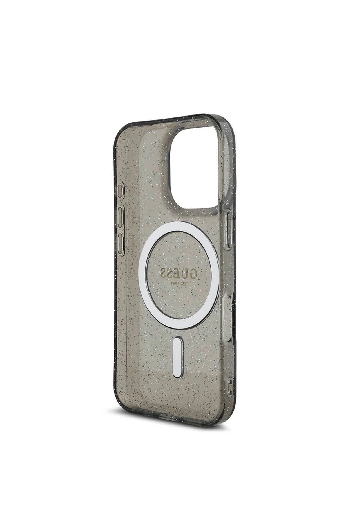 کاور و قاب سازگار IPHONE 16 PRO MAX GUESS LICENSED MAGSAFE FEATURED دستبند نقره ای مروارید سیلیکونی مشکی Guess