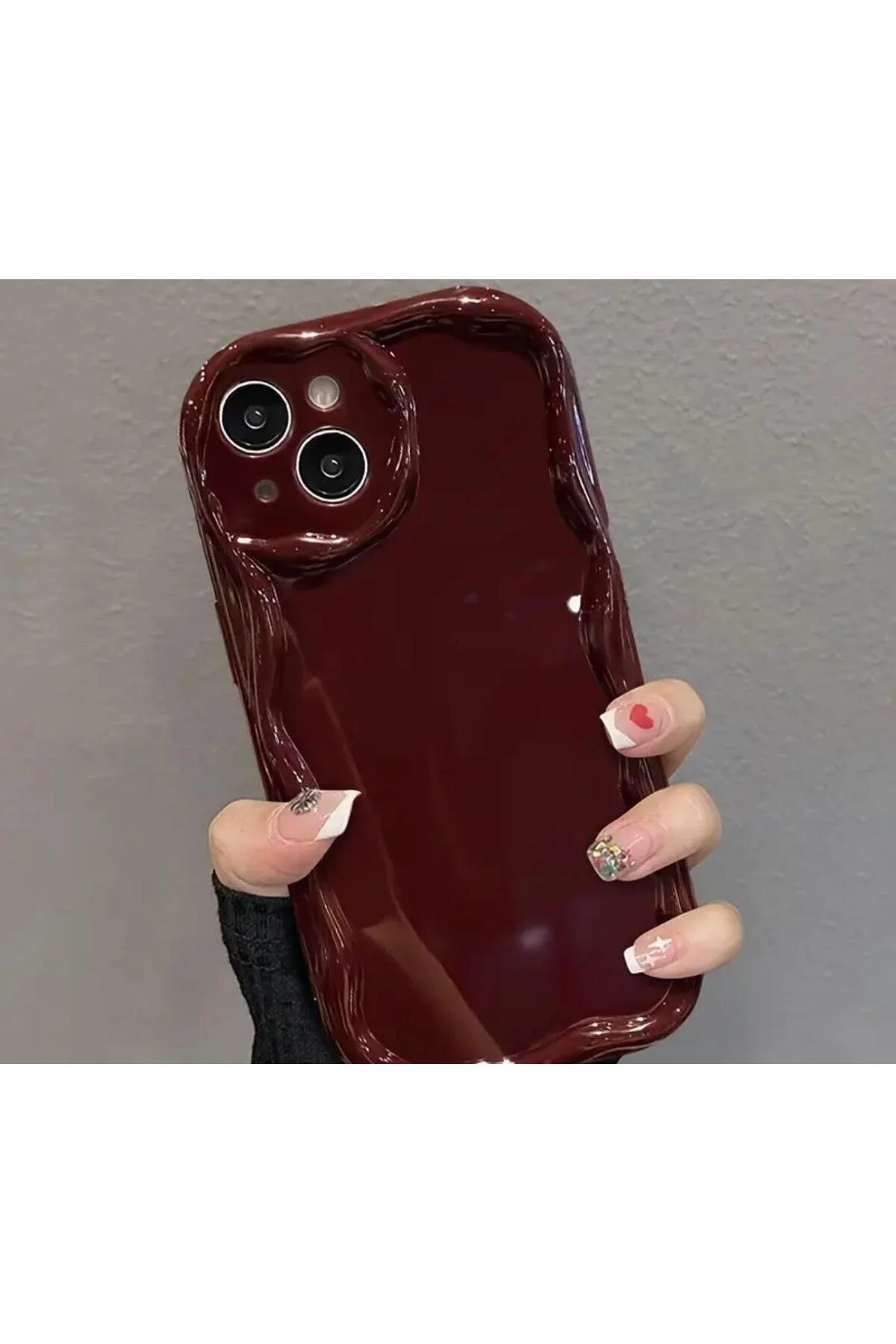 کاور و قاب گوشی سیلیکونی نرم مواج پوسته شرابی IPHONE 15 PRO Burroe Atalier