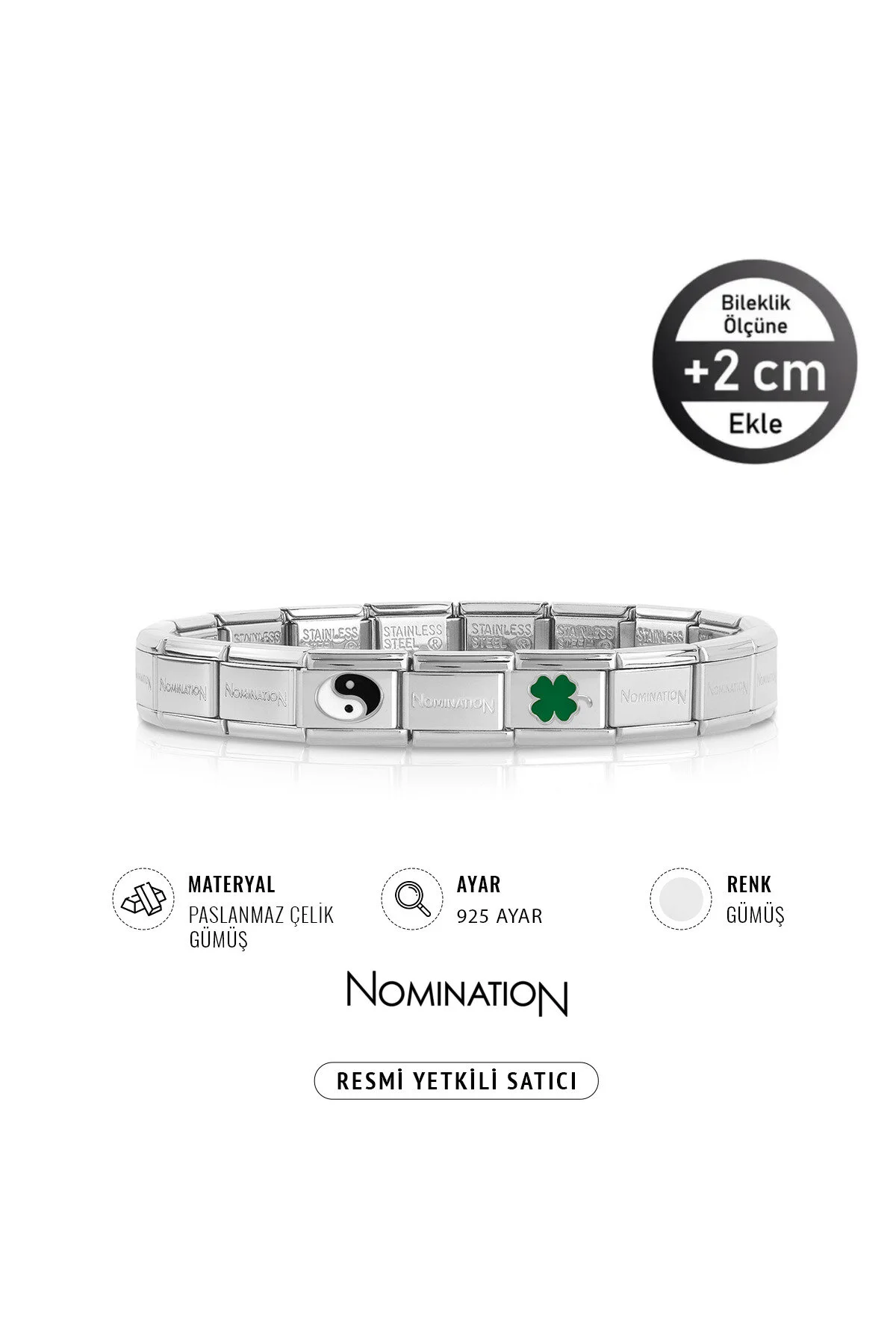 دستبند فولادی یونیسکس Yin Yang و چهار-leaf با جنس نقره 925 NOMİNATİON