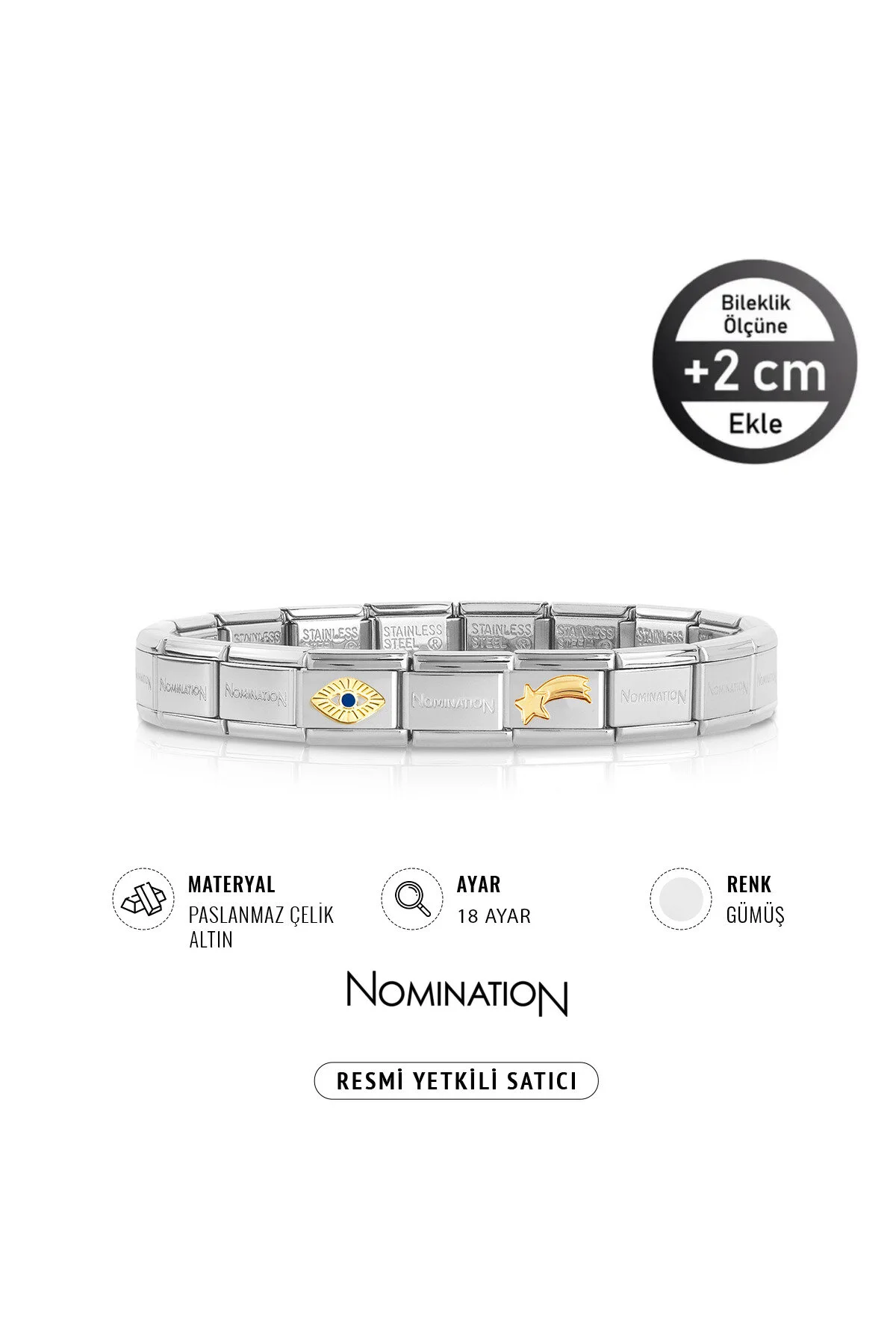دستبند فولادی مردانه و زنانه ایتالیا 18K سنگ طلای طلا کشویی نقره ای استنلس استیل NOMİNATİON