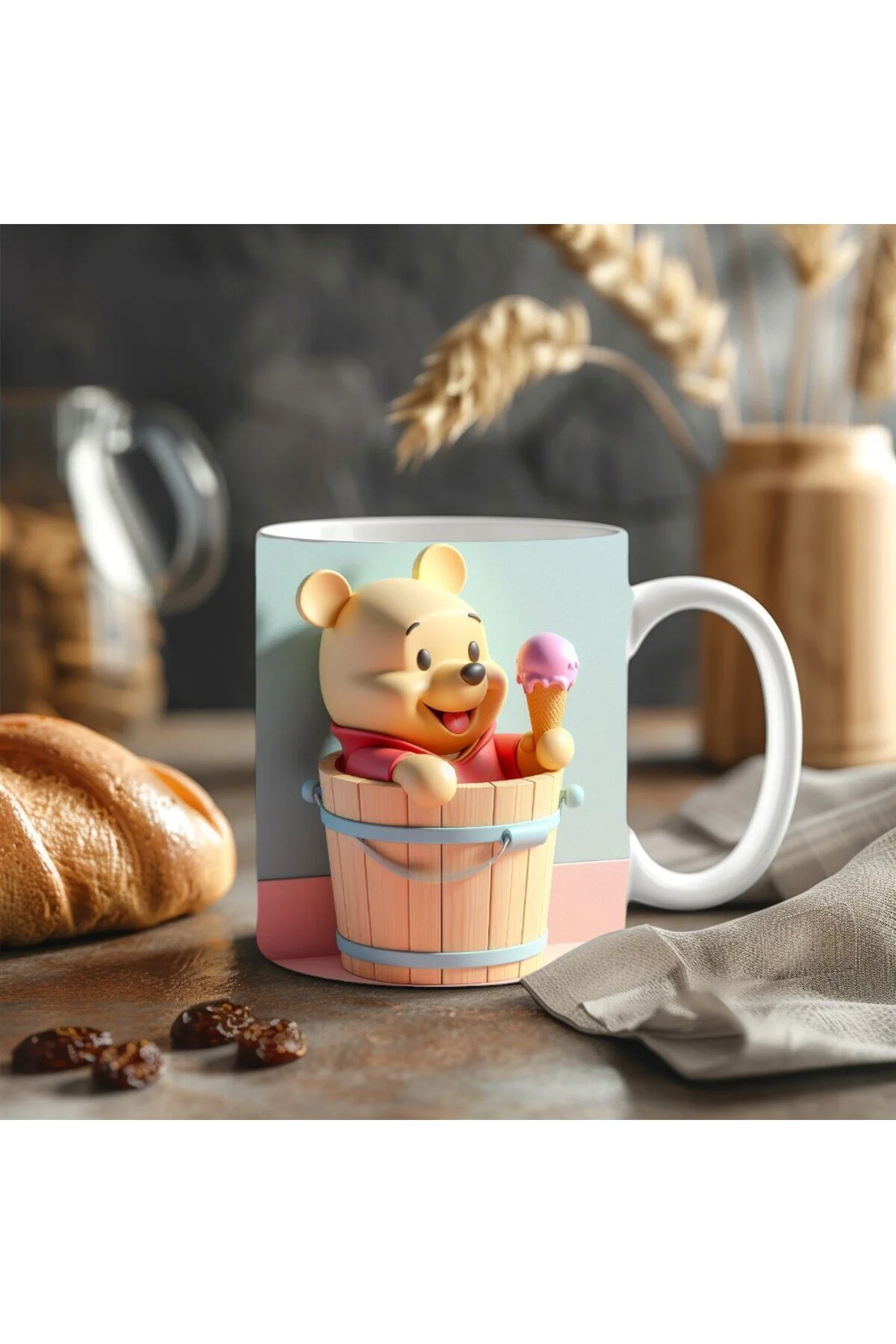 ماگ وینی پو ببر ایس لیوان فنجان سرامیکی طرح سه بعدی PIGLET PRINTED Evion