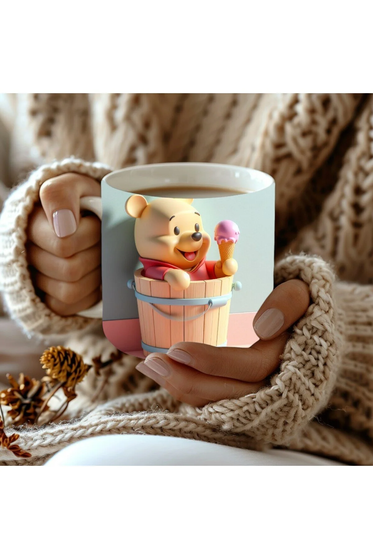 ماگ وینی پو ببر ایس لیوان فنجان سرامیکی طرح سه بعدی PIGLET PRINTED Evion