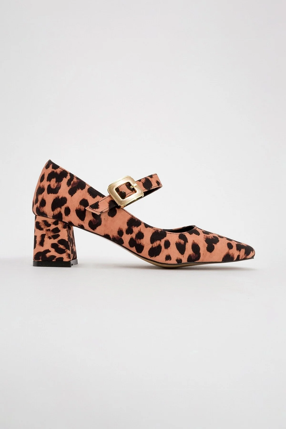 کفش پاشنه کلاسیک زنانه الگوی زرد سیاه DOLVA بلند ضخیم luvishoes