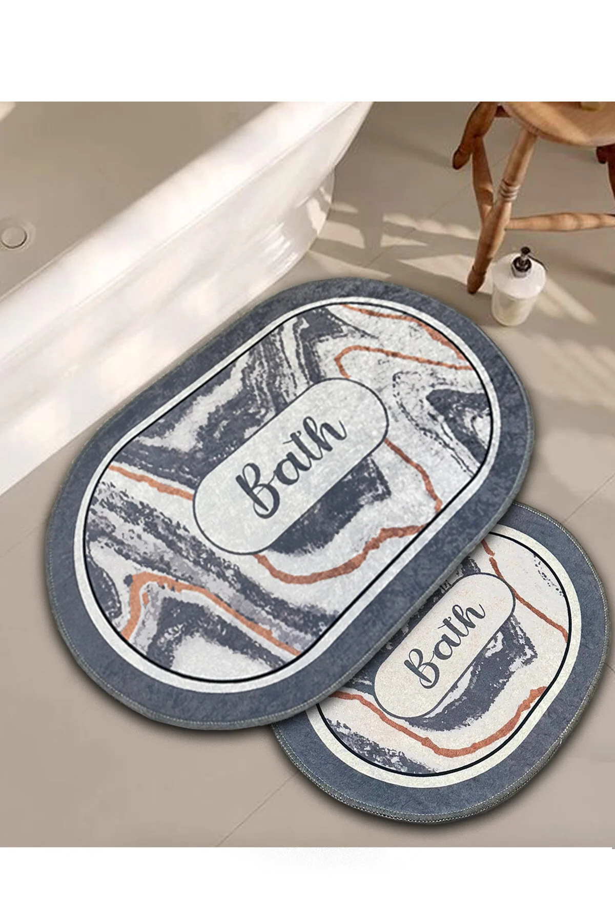 پادری حمام LOMM GRAY 2 SET BATH MATCH DJTBANYO Chilai Home