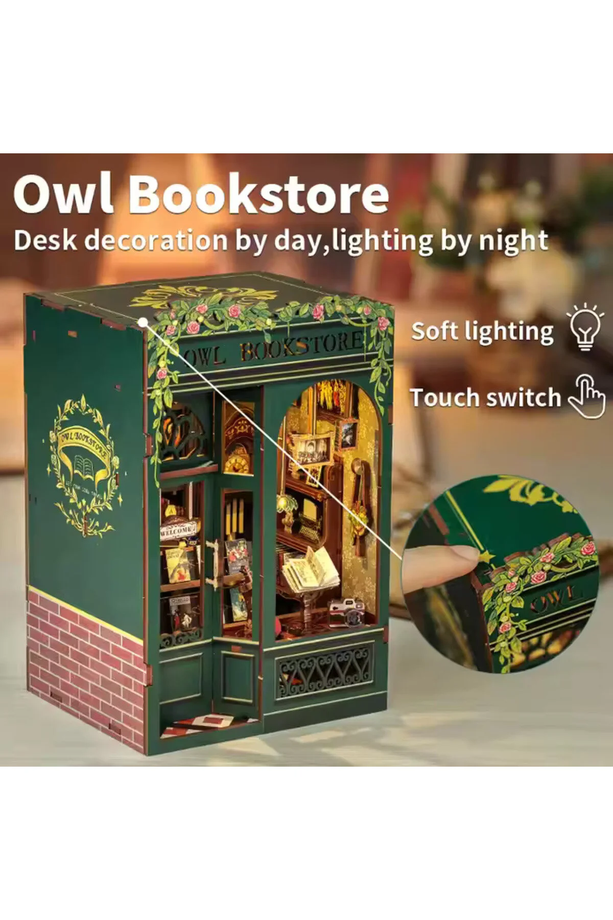 پازل سه بعدی کتابفروشی جغد CUTEBEE 2024 NEW STYLE BOOK NOOK DIY MAGIC LIBRARY SD02B AMZ01 CUTEBEE