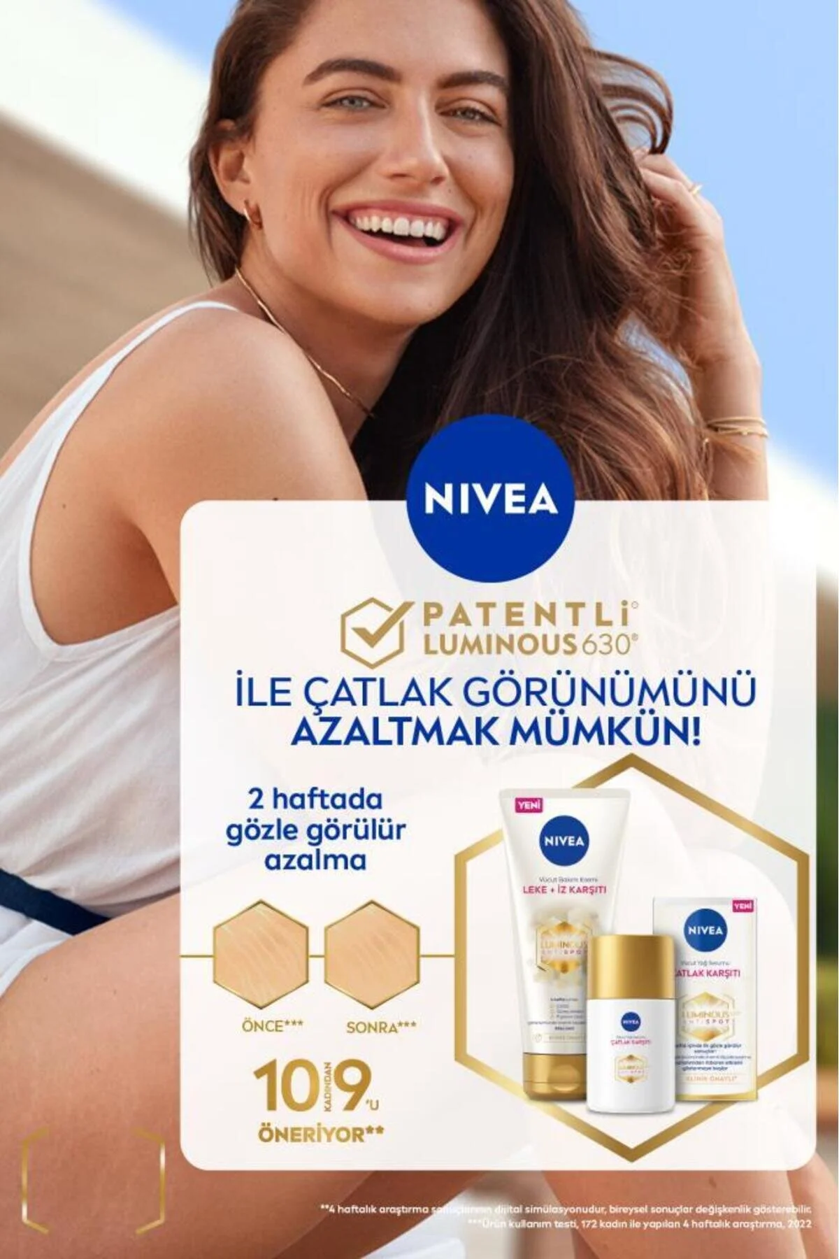 NIVEA ضدترک لومینوس630، سرم چربی بدن 100 میلی لیتر، تنظیم کننده رنگ پوست، مرطوب کننده 48 ساعته