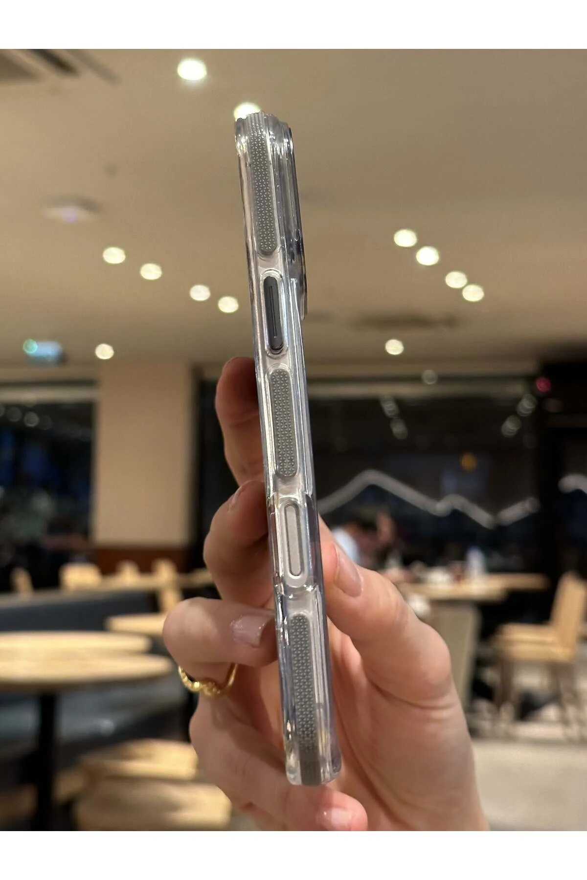 کاور و قاب سازگار با IPHONE 16 PRO MAX ضد ضربه ویژگی MAGSAFE جزئیات خاکستری شفاف غیر زرد Paladyum Case