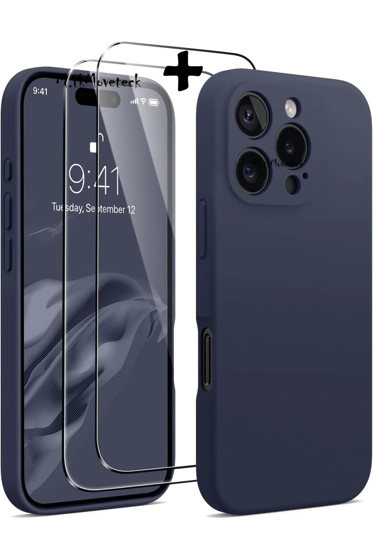 کاور و قاب دوربین محافظ IPHONE 16 PRO MAX CASE PROTECTED سیلیکون رنگارنگ نرم + ست صفحه نمایش 9H گلس 2 در 1 مووتک m.tk moveteck
