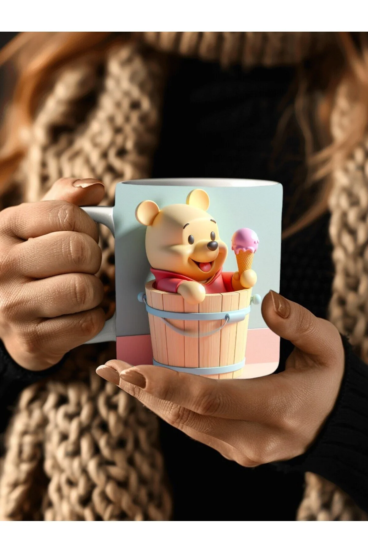 ماگ وینی پو ببر ایس لیوان فنجان سرامیکی طرح سه بعدی PIGLET PRINTED Evion