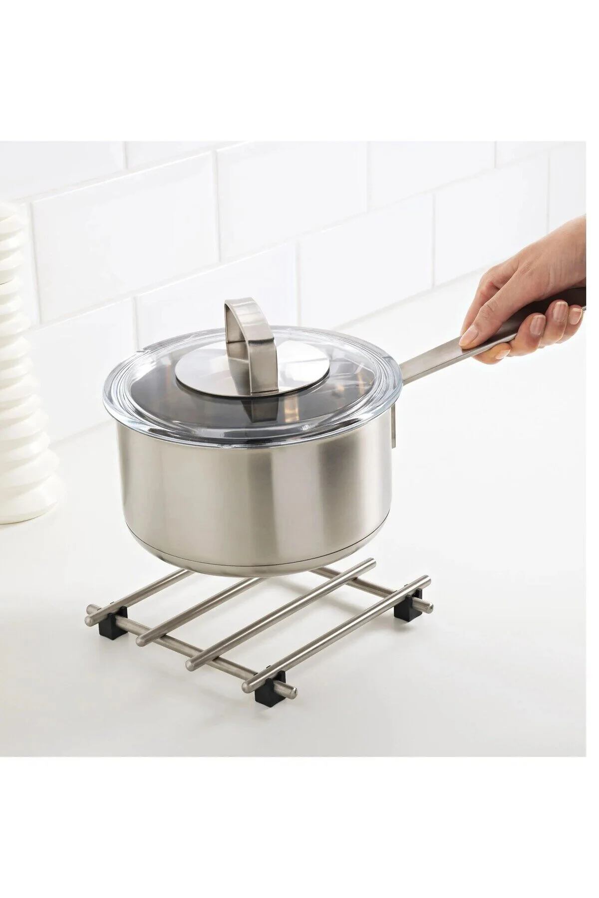 زیر قابلمهای قابلمه ای 2 Nihale 18X18 Cm قطعه بسته بندی تابه فلزی خط استنلس استیل IKEA