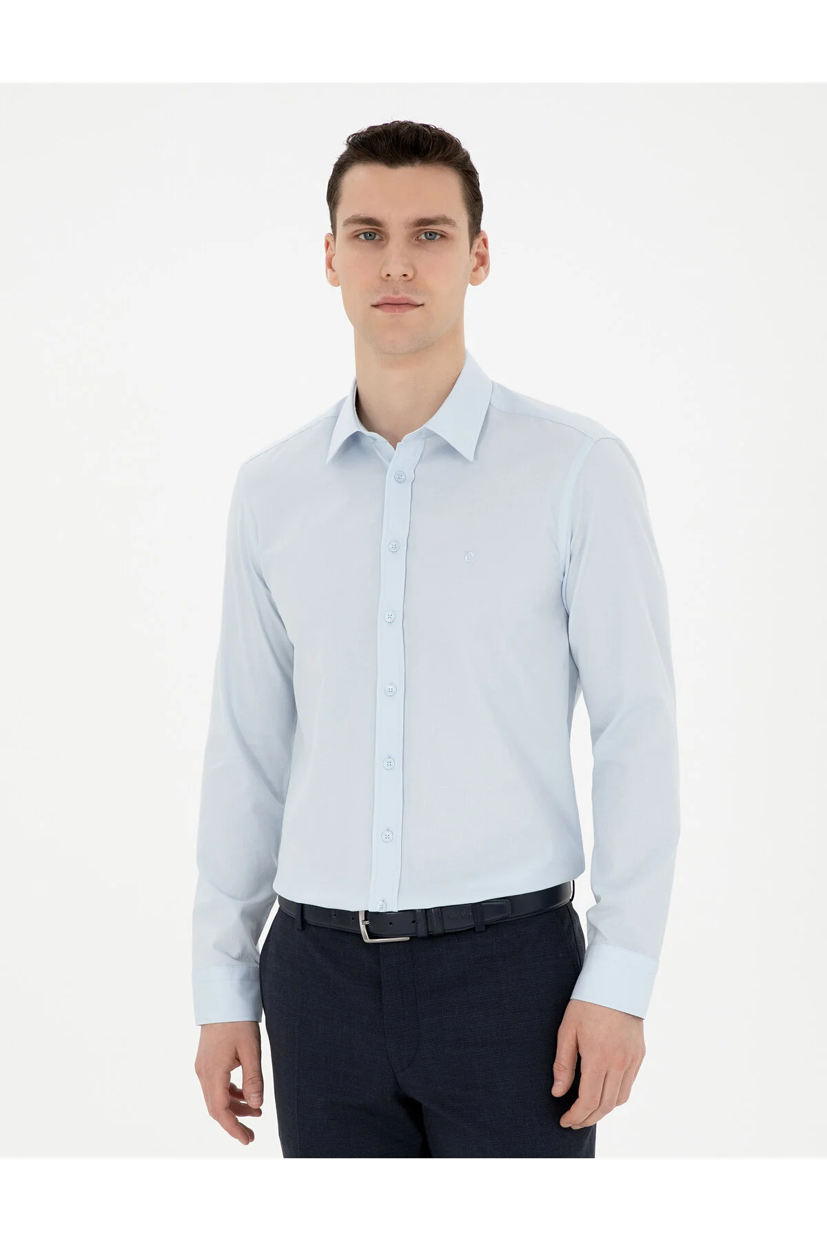 پیراهن بلوز دکمه دار مردانه ورزشی SLIM FIT PIER CARDIN .000. FILIPIN 003 BLUE Pierre Cardin