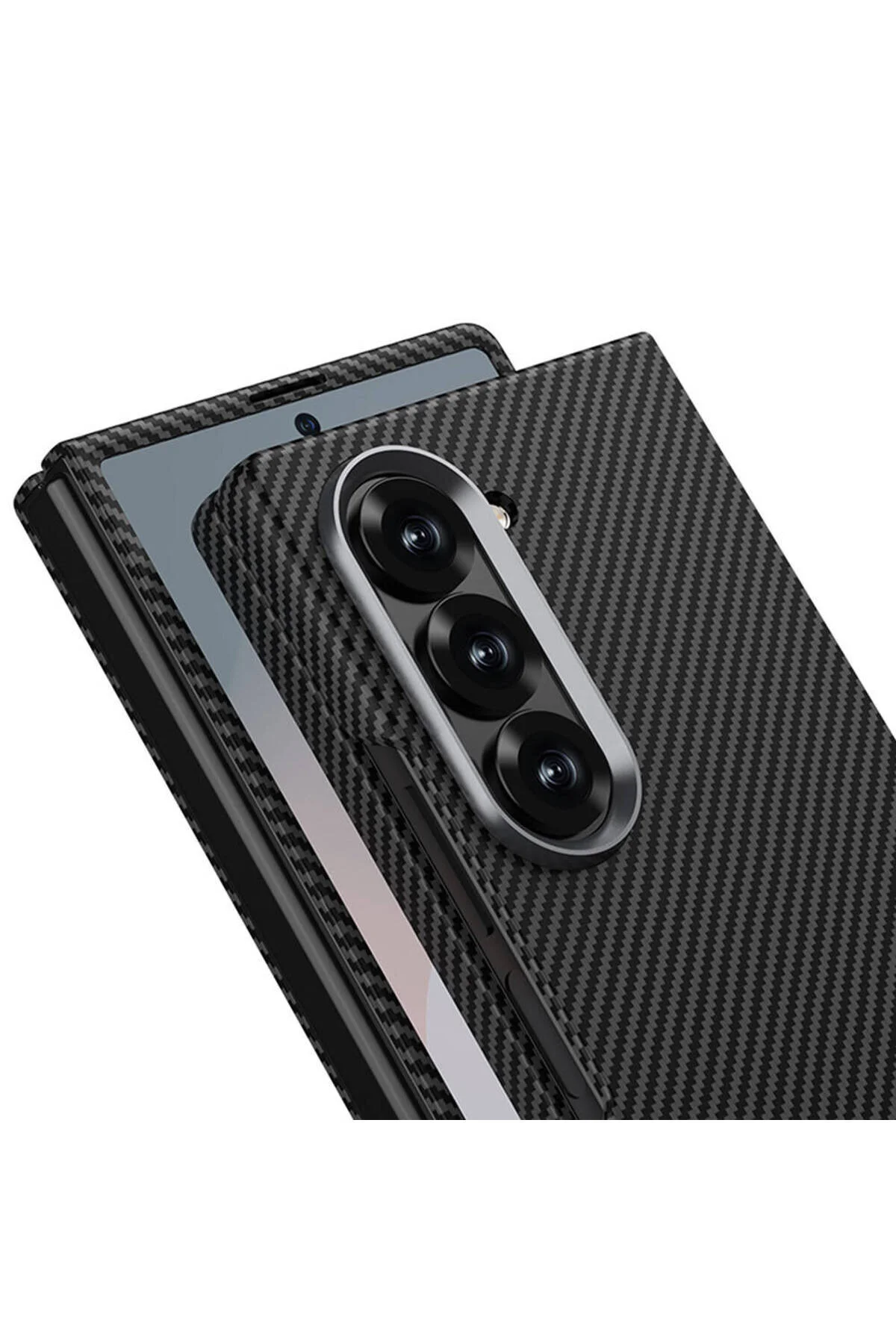 کاور و قاب پوشش محافظ کربنی پشتی با طراحی فیبر دوربین سازگار SAMSUNG GALAXY Z FOLD 6 Rivor