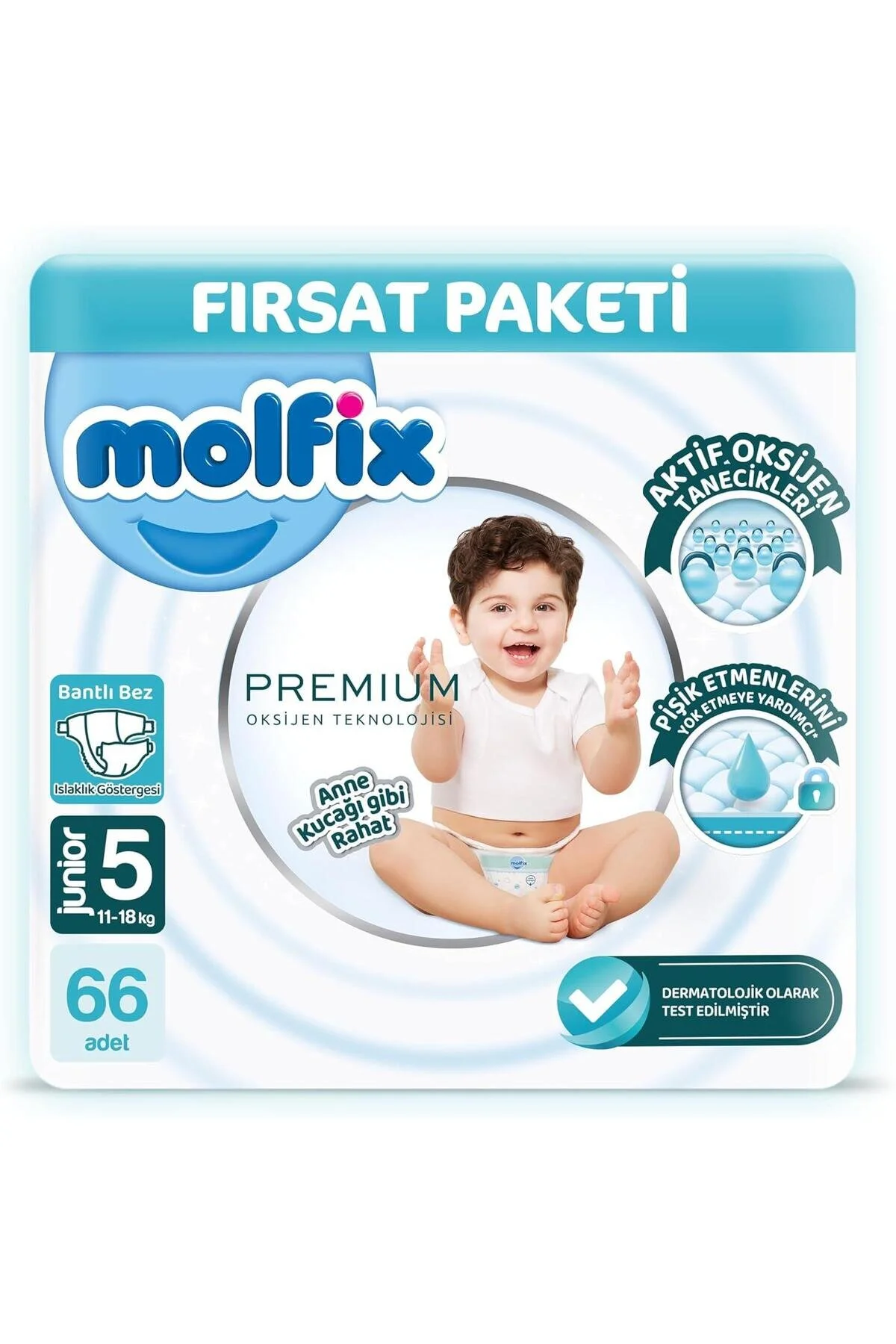 پوشک بچه پکیج ممتاز ULTRA OPPORTUNITY JUNIOR سایز 5 66 عددی 11 18 کیلوگرم اورجینال Molfix