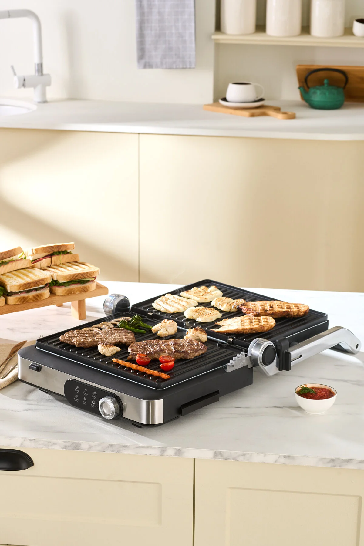 دستگاه ساندویچ و تست گریل توستر GASTRO GOURMET INOX 2000 W 6 SLICE CAPACITY اورجینال Karaca