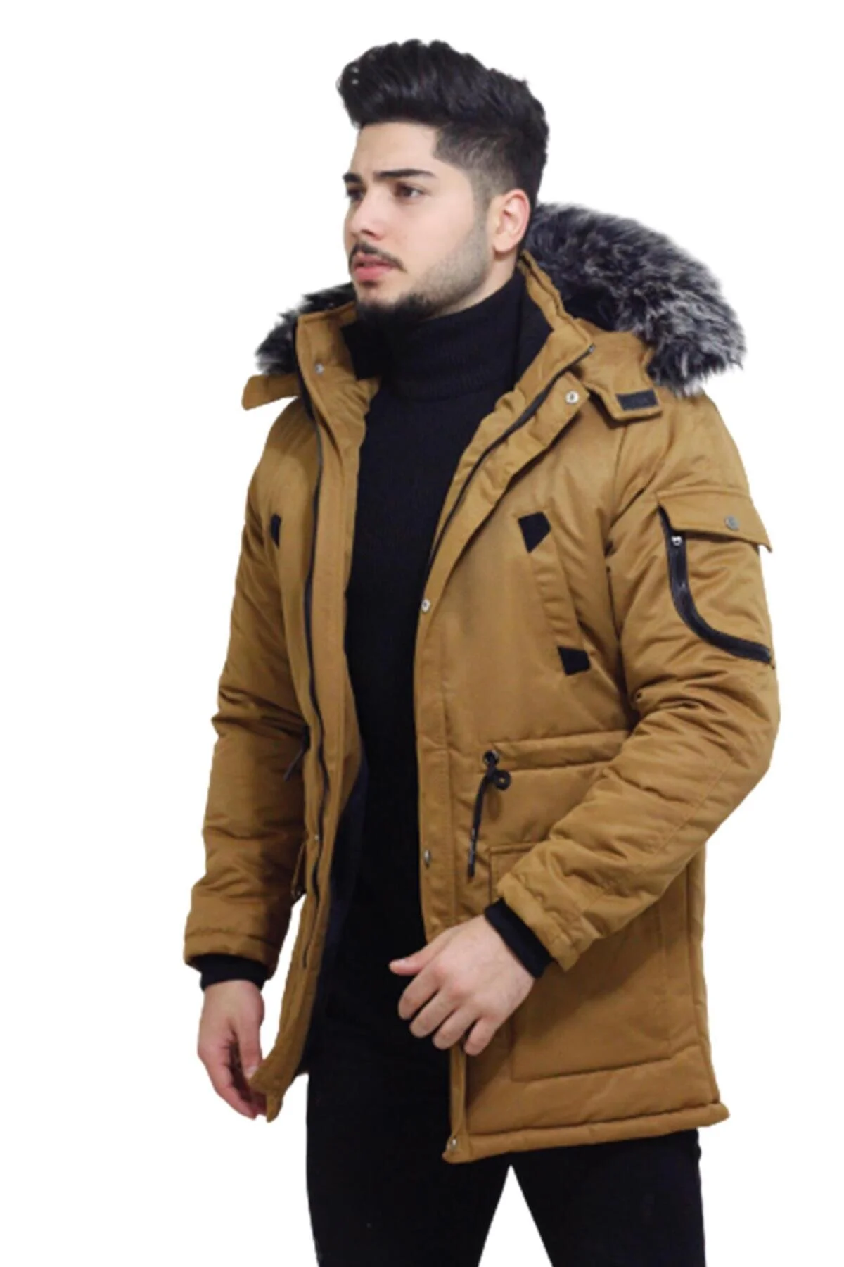 کاپشن کت و سرپوش دار با آستر بیل ByTrend