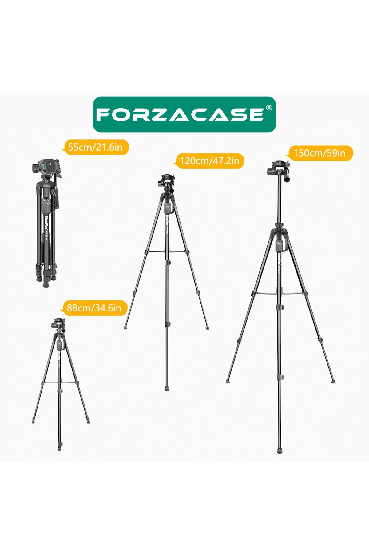 لوازم جانبی دوربین و عکس سه پایه حرفه ای DSLR 155 سانتی متری با کنترل بلوتوث کیف نگهدارنده تلفن FC814 Forzacase