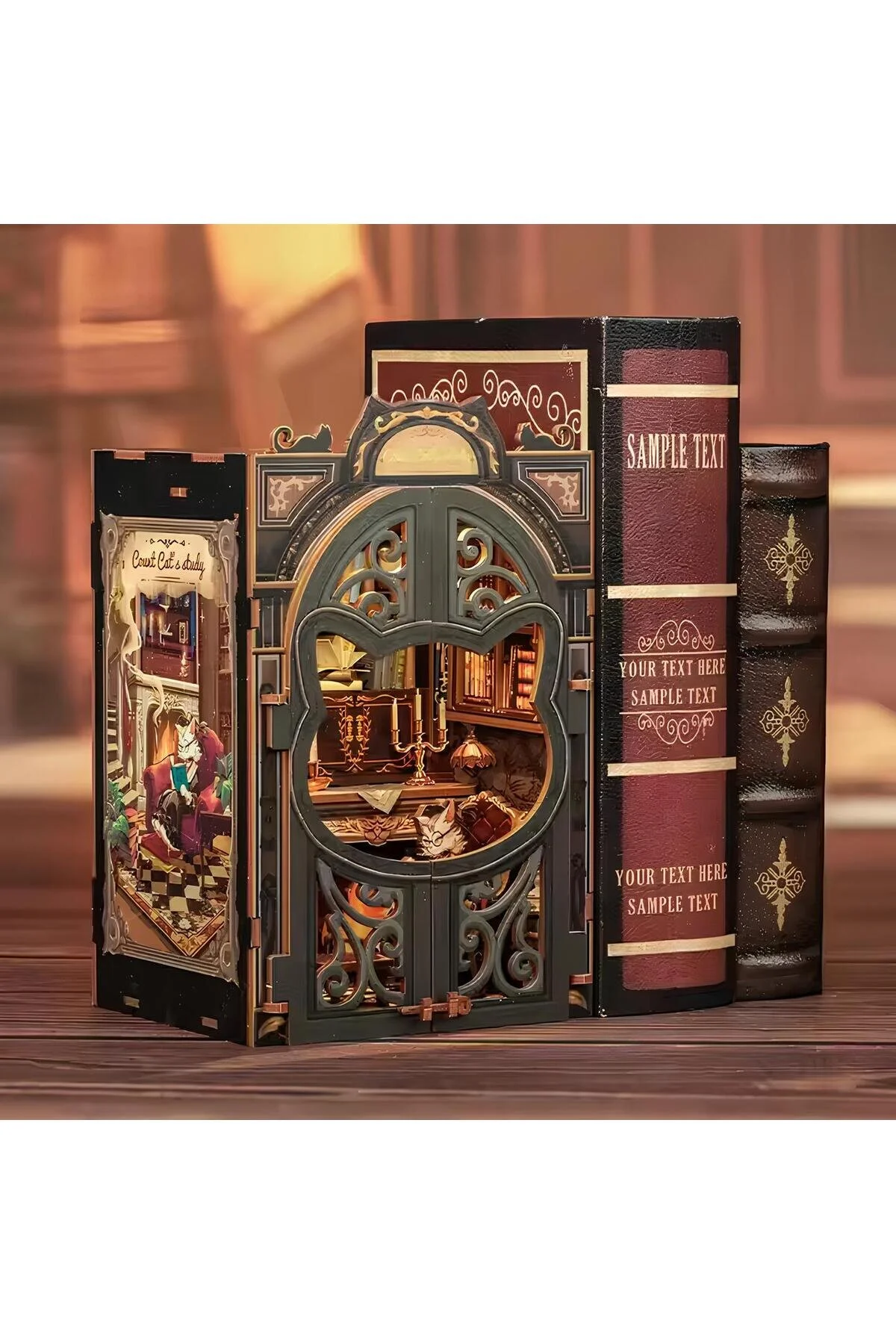 پازل سه بعدی COUNT CAT STUDY CUTEBEE BOOK NOOK DIY MAGIC LIBRARY SD03B AMZ01 CUTEBEE