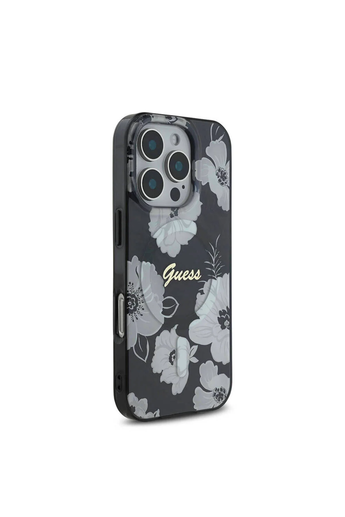کاور و قاب محافظ آیفون 16 پرو GUESS LICENSED MAGSAFE FEATURED FLOWER TONE ON RING مشکی Guess