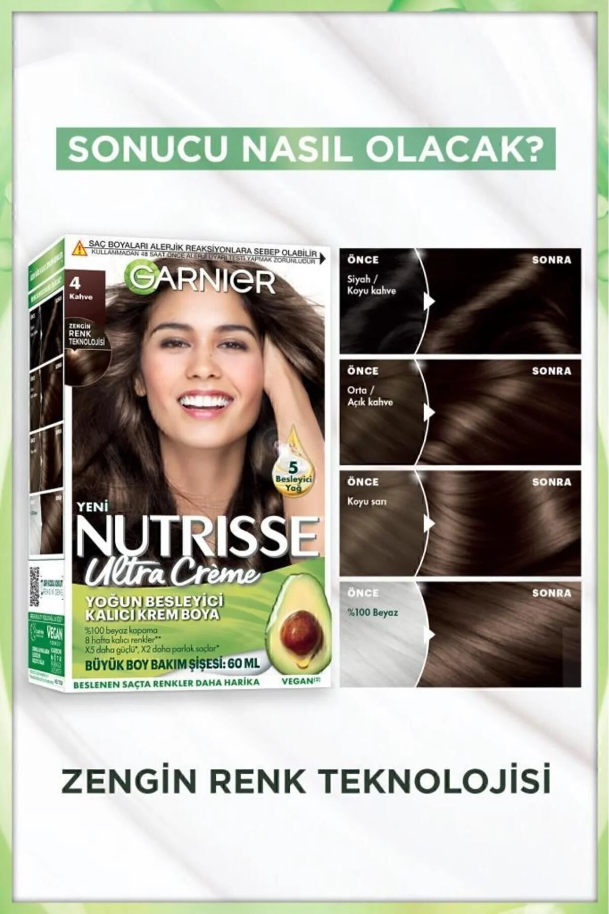 Garnier رنگ موی کرم دائمی تغذیه‌ای غنی‌کننده Nutrisse 4 قهوه