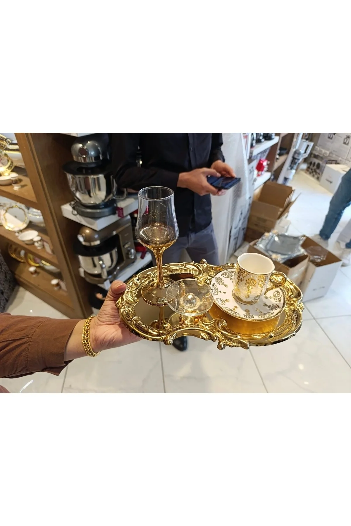 فنجان قهوه سینی ارائه تک فلزی ESTERHOMEDECOR hediye