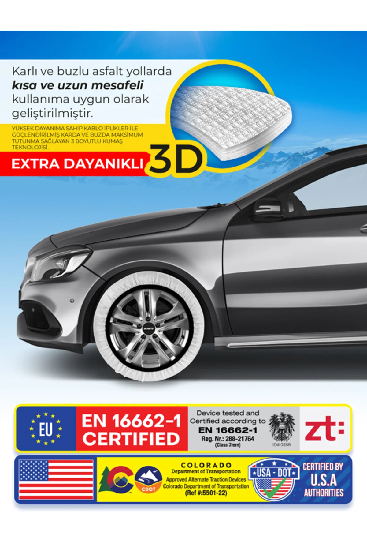 زنجیر چرخ جوراب برفی SUPER X سری 155 60 R15 تایر سازگار کوچک Matte