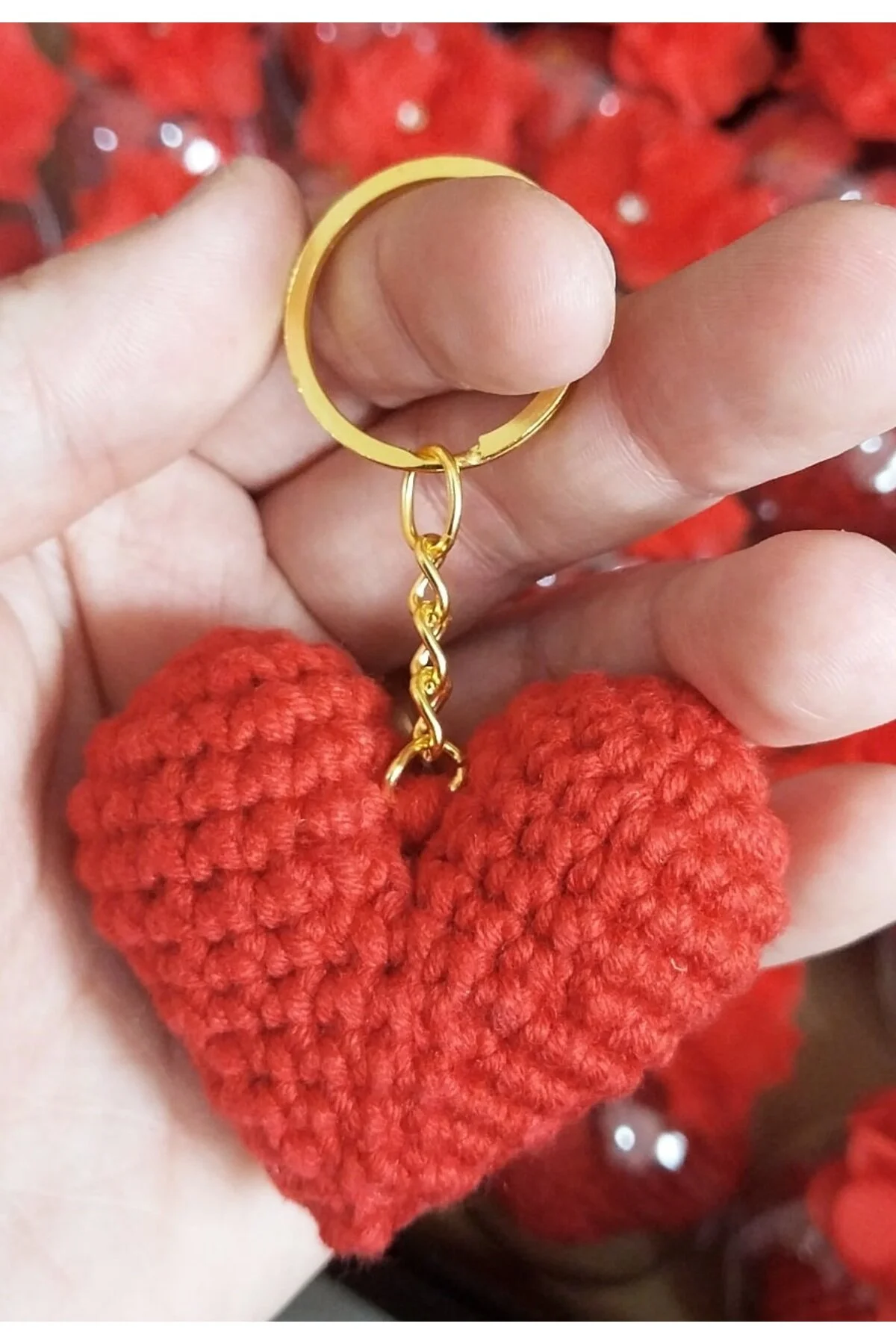 جلیقه کلید هدیه کریسمس روز ولنتاین 10 عدد AMIGURUMI RED HEART معلمان Masal Kırtasiye & Hediyelik Eşya