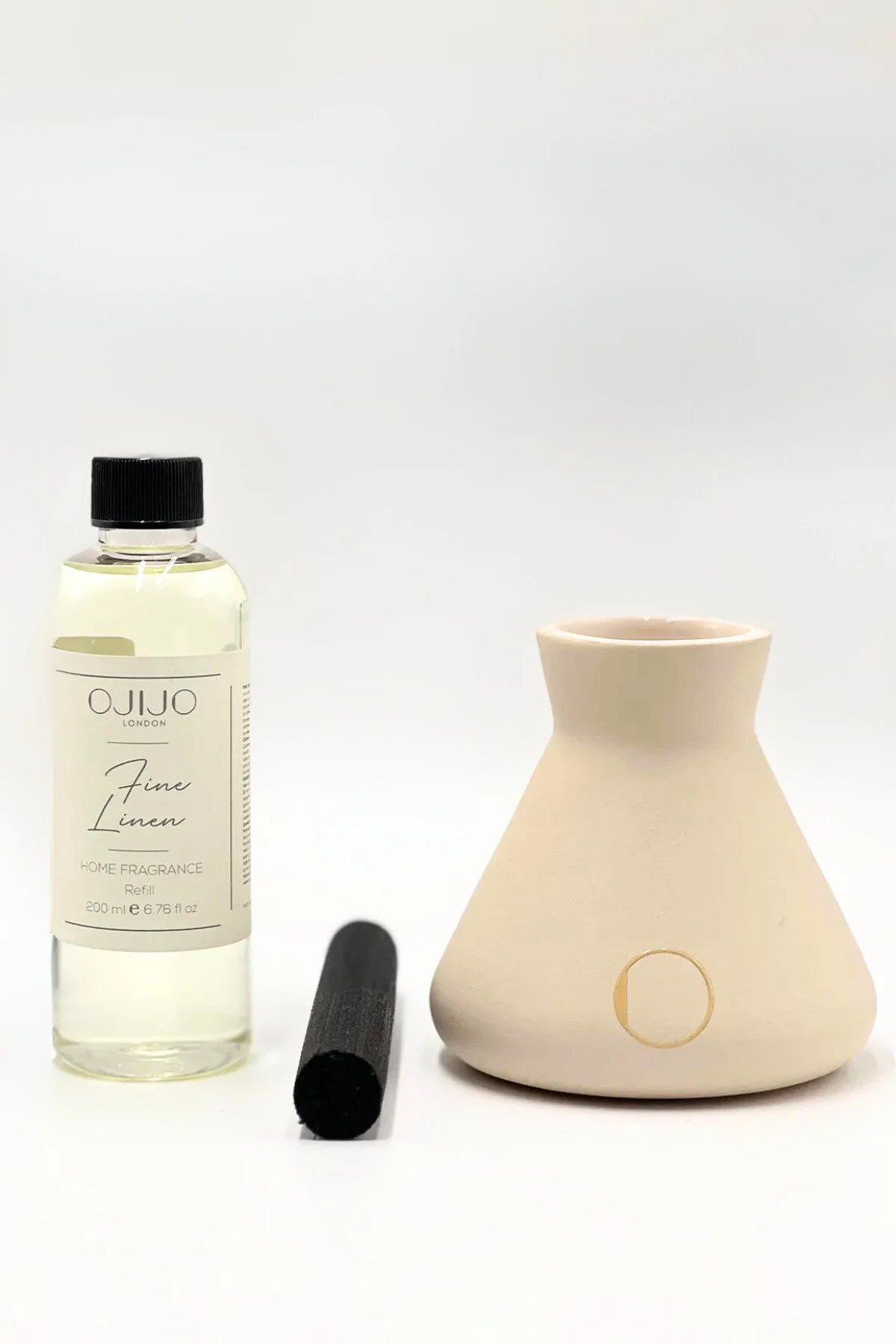 خوشبوکننده اتاق نود بوگیر و خوشبو کننده عطر مجموعه 200 میل کتانی ریز گلدان سرامیکی رنگ بژ OJIJO LONDON