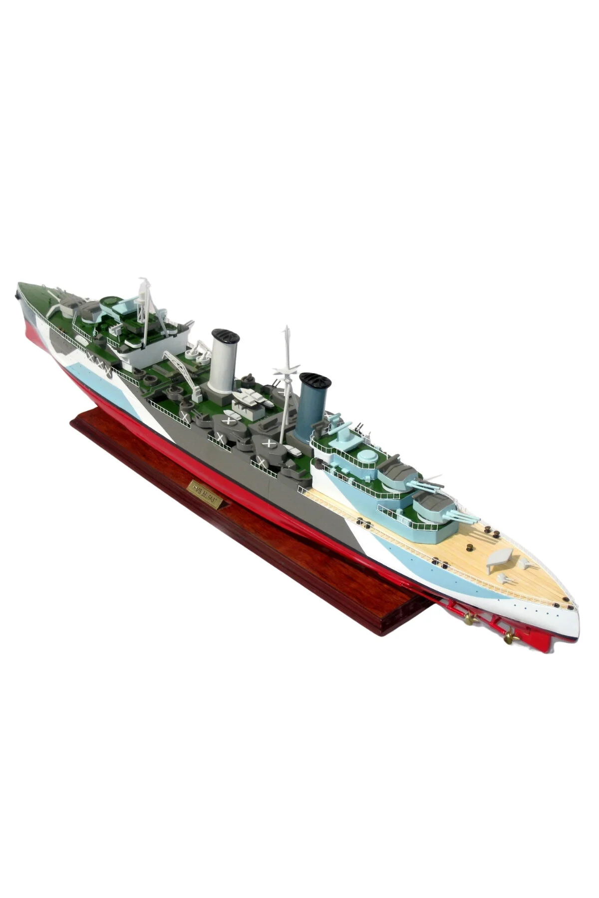 مدل خودرو جنگی کلکسیونی چوبی HMS بلفاست سرمه‌ای بریتانیا اورجینال ITSOLD