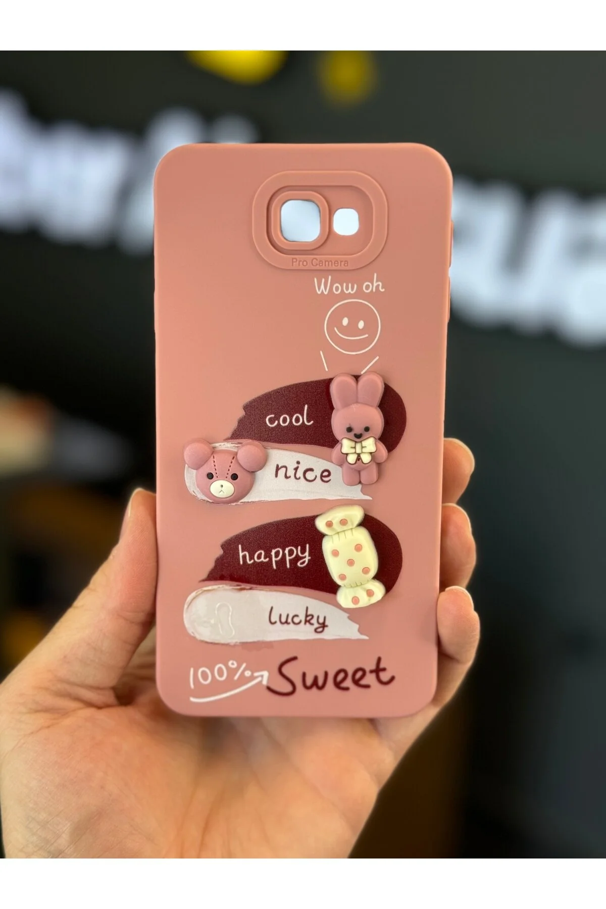 کاور و قاب محافظ گلکسی J7 پرایم با طراحی دوربین طرحدار پوشش سیلیکونی نرم RABBIT PINK Fibaks