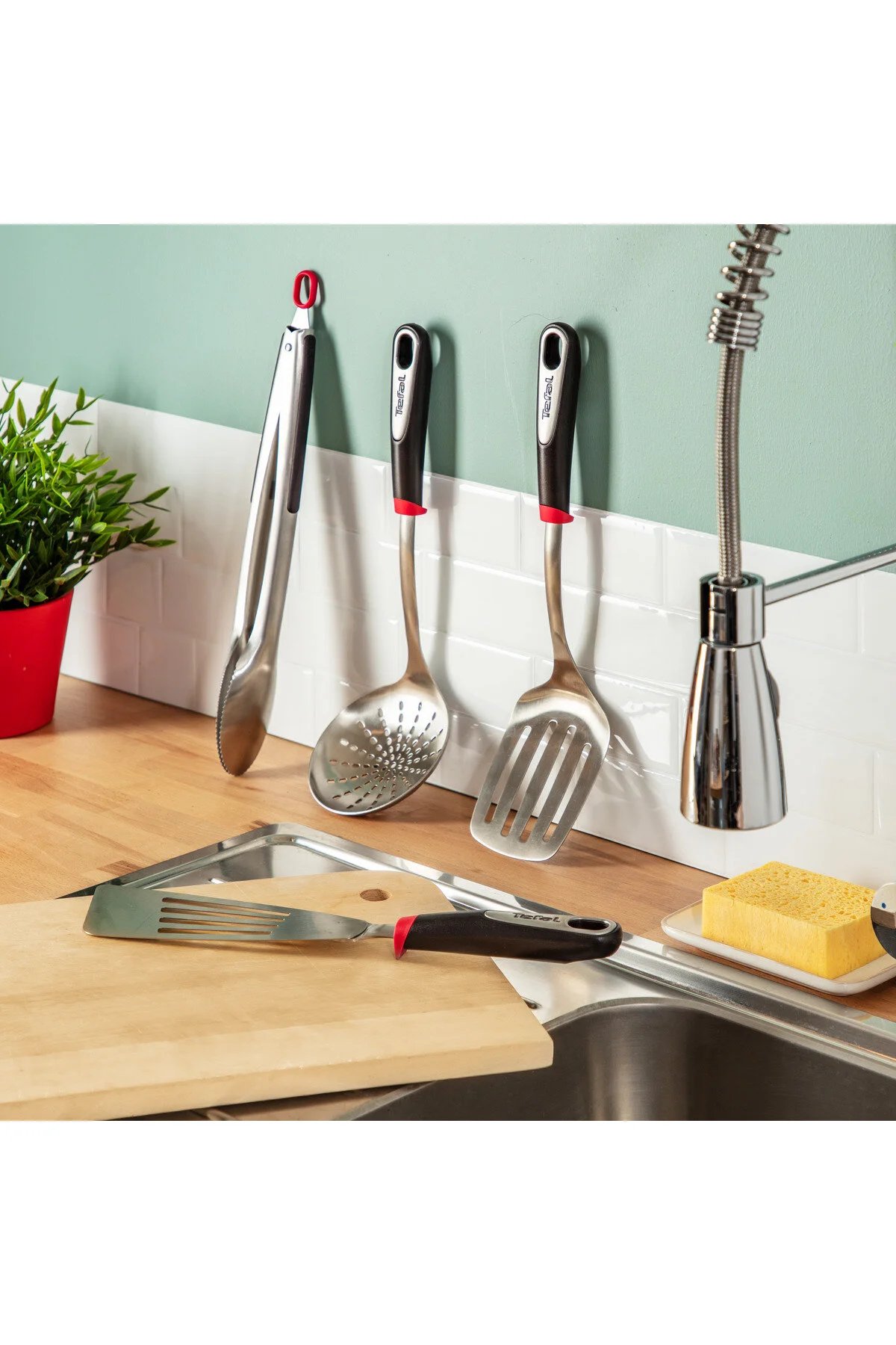 ست سرو چند رنگ K11814 Spatula طولانی فولاد ضد زنگ اینگنیو TEFAL
