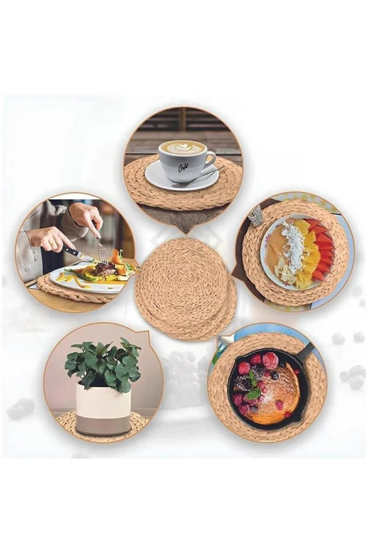 رانر و زیر بشقابی 6 قطعه بافندگی دستباف WICKER SUPLA AMERICAN SERVICE 37 سانتی متر Atbyhome