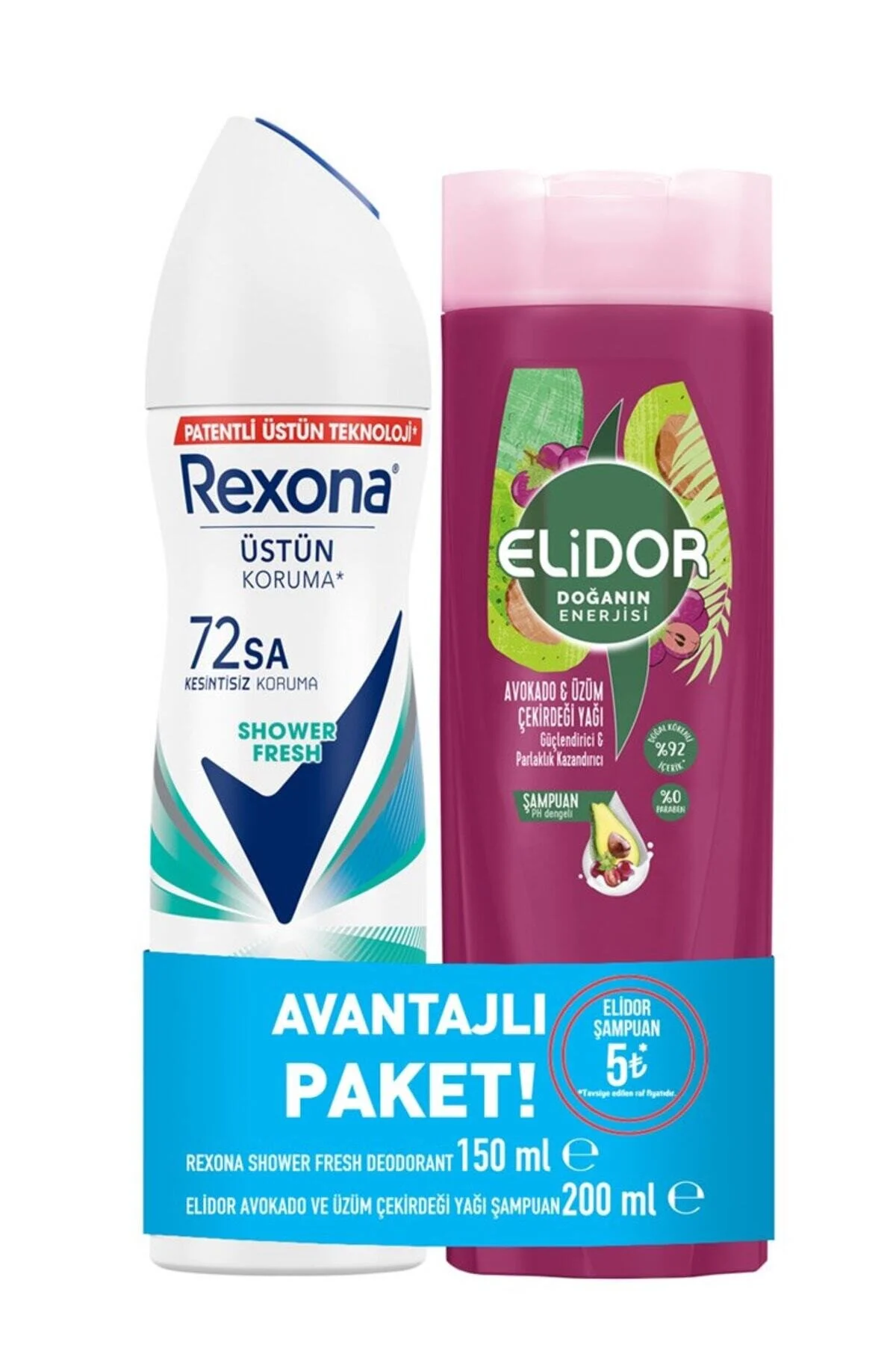 شامپو دئودورانت 150 میل الیدور 200 آواکادو و روغن دانه انگور تک رکسونا Rexona
